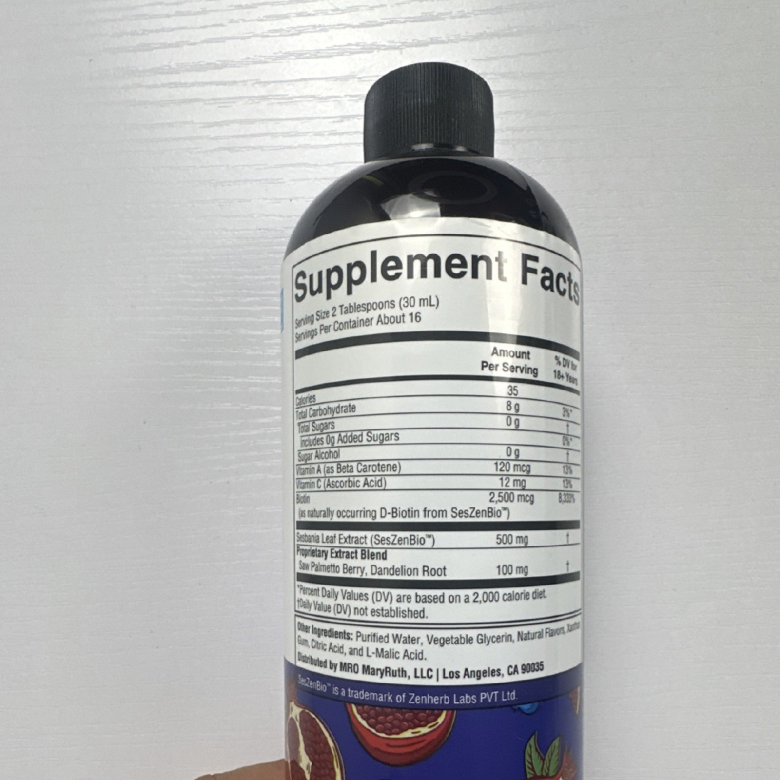 MaryRuth’s Daily Liquid Hair Support Vegan Gluten-Free Blueberry Pom 16oz