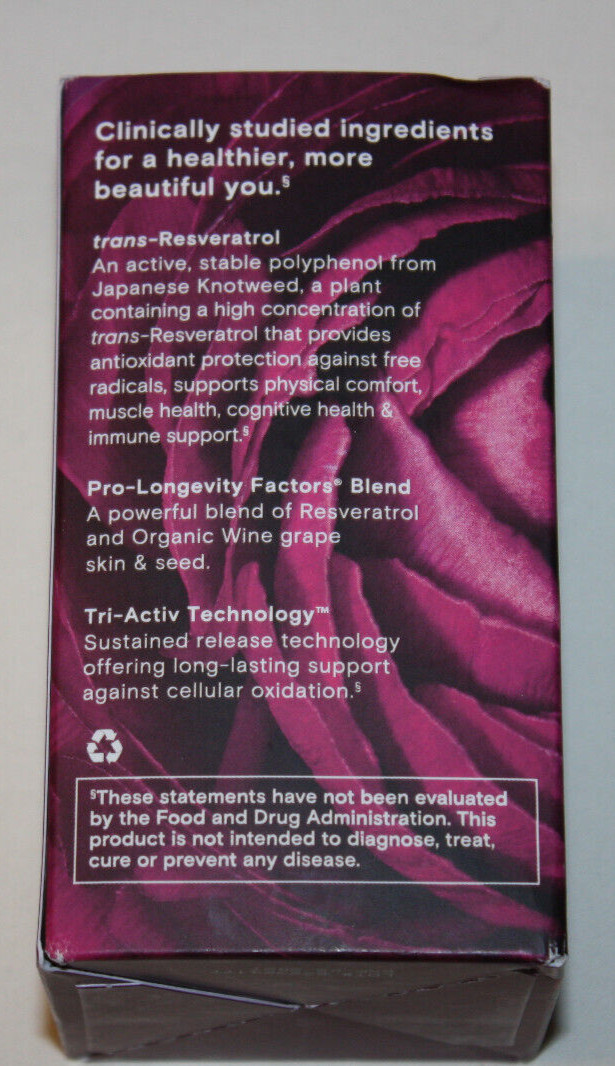 Reserveage Resveratrol 1000 mg Dietary Supplement – 60 Capsules Exp 08/27 NEW