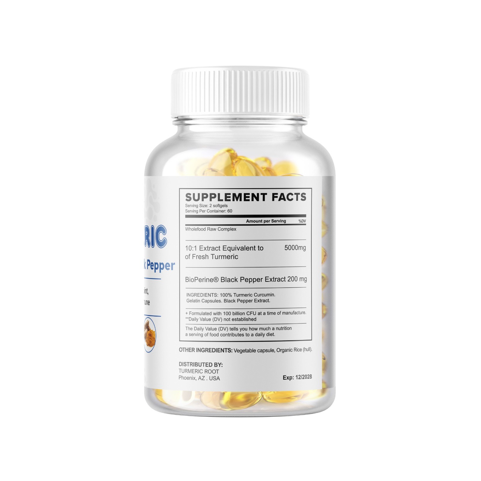 360 Softgel Turmeric Curcumin 5000mg Herbal Extract with BioPerine Root USA