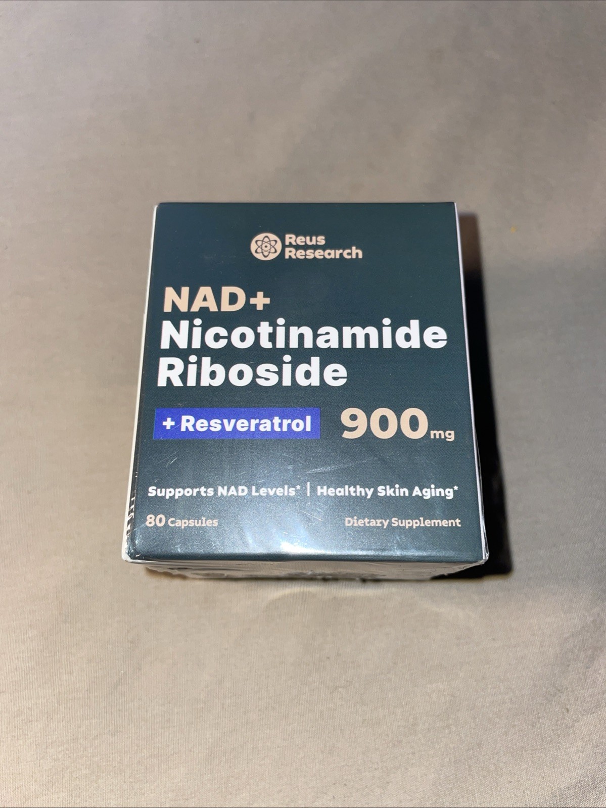 Reus Research NAD+ Nicotinamide Riboside Resveratrol 900mg 80 Caps & Extra Bottl