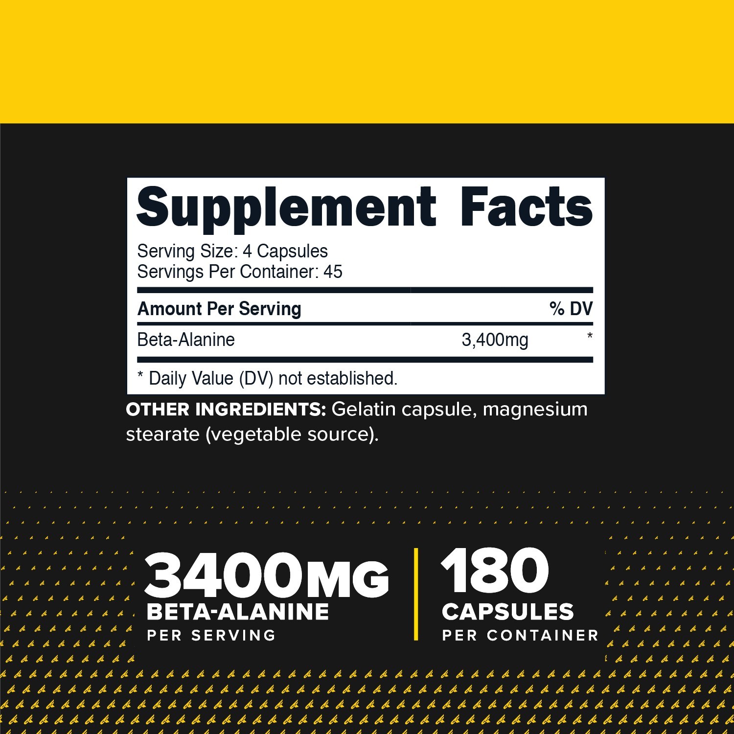 PrimaForce Beta Alanine Capsules 3400mg, 180 Capsules (45 Servings)