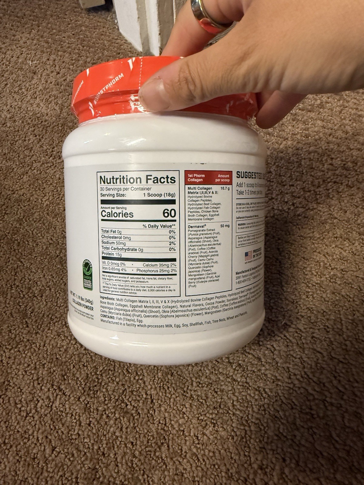1st Phorm Collagen + Dermaval Powder Peppermint Mocha 4 Jars 1.19 lb Exp 10/26