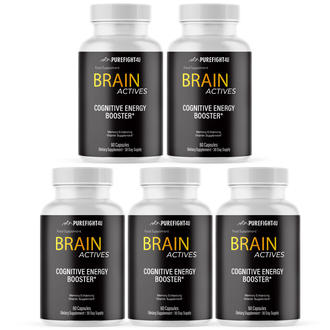 Brain Actives Cognitive Energy & Memory Enhancing Supplement Capsules 5 Bottles