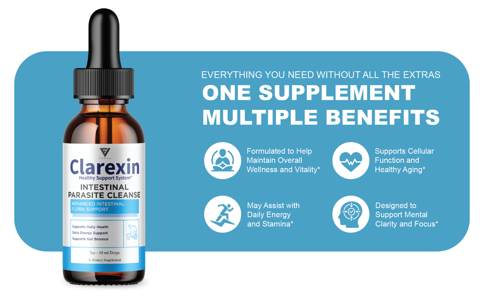 (2 Pack) Clarexin Liquid Drops, Clarexen Cleanse Gut Health Support (4oz)