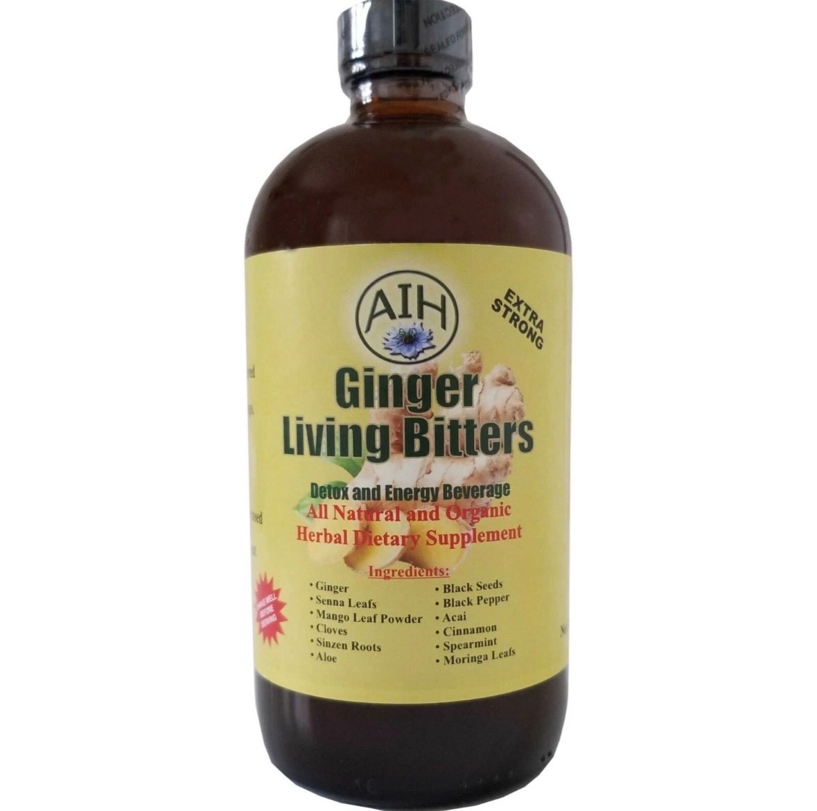 AIH Organic Ginger Living Bitters Herbal Dietary Supplement Detox & Energy