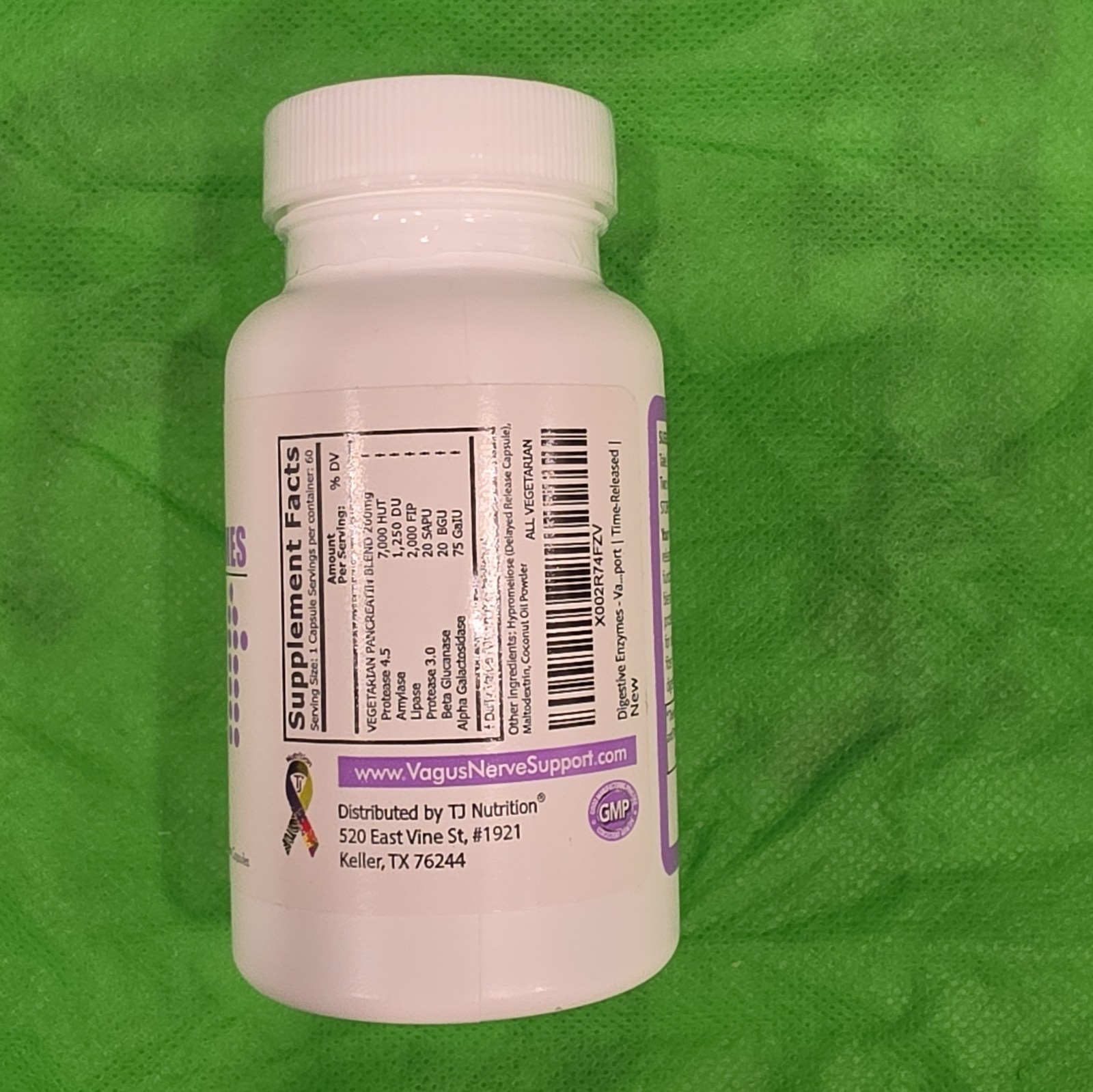 TJ Nutrition Digestive Enzymes 200mg Time-Released Vegetarian 60 Capsules