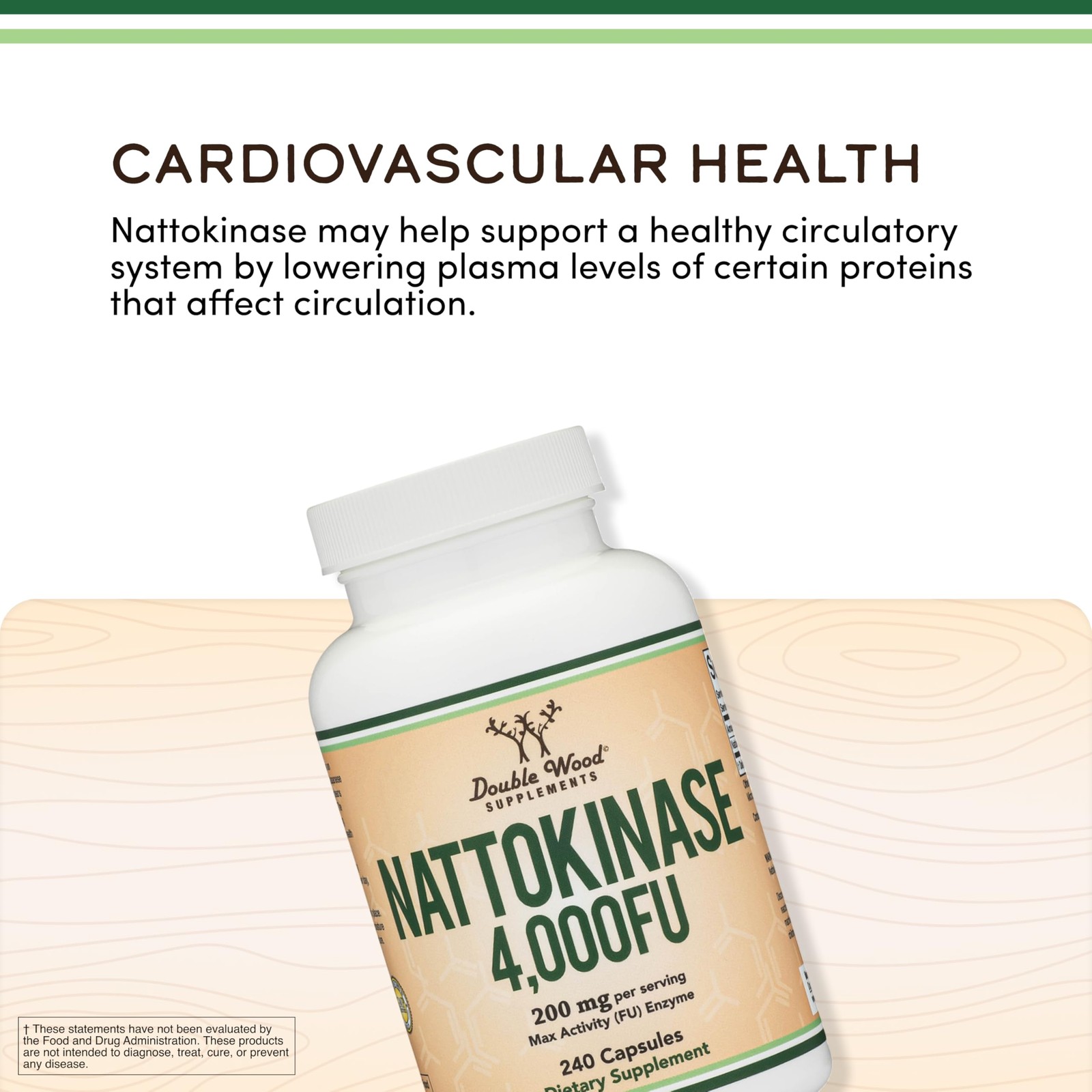 Nattokinase Supplement 4,000 FU Servings, 240 Capsules 240 Count (Pack of 1)