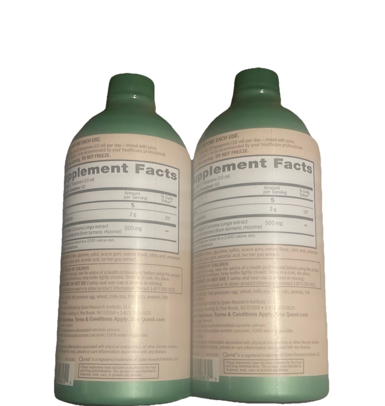 2 Qunol – Turmeric Liquid 500mg – 20.3 fl. oz Duo Bottles Sealed