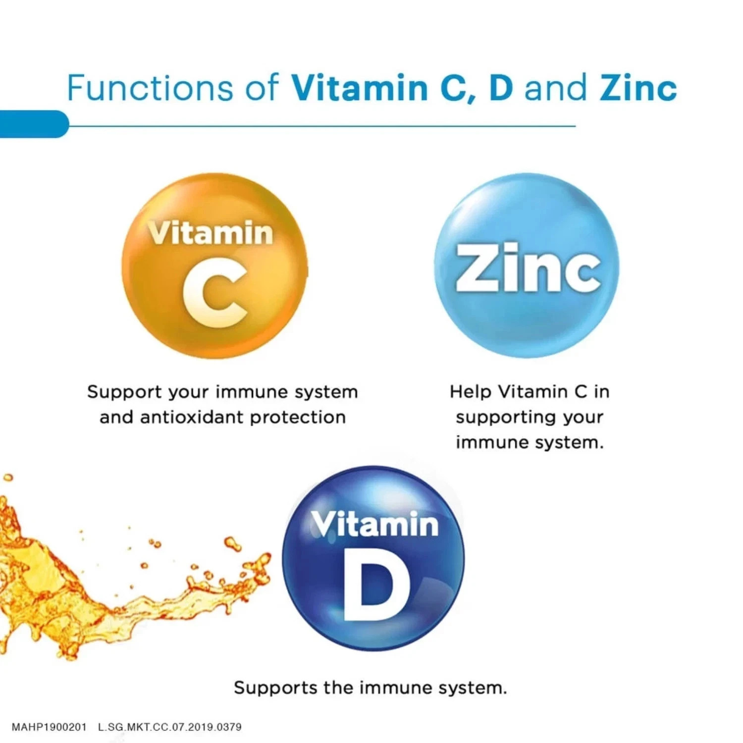 Redoxon Triple Action Effervescent Vitamin C D3 Zinc Orange Tablets 45s