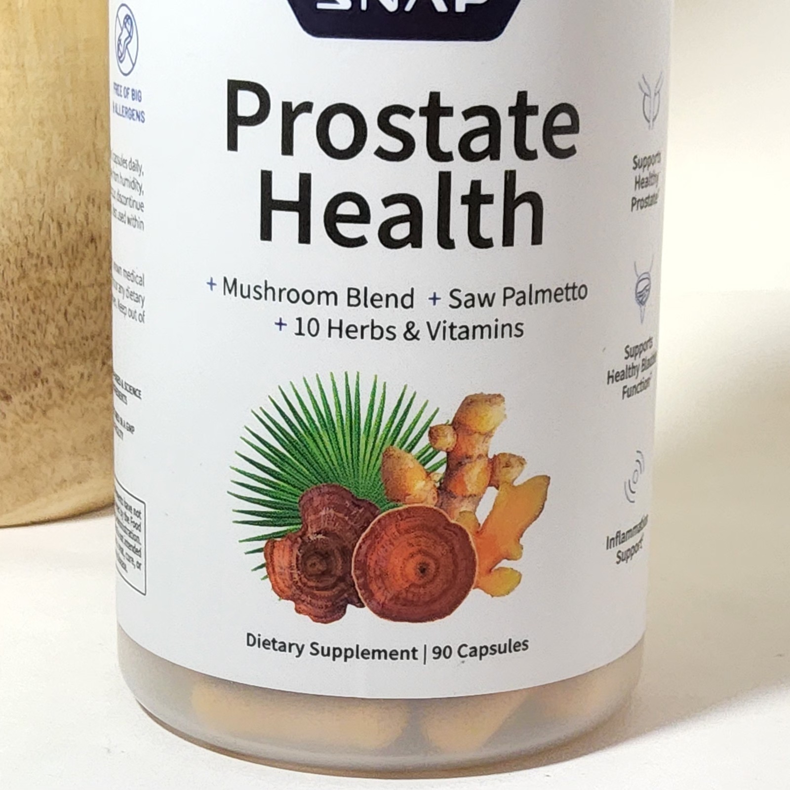 SNAP Prostate Health Mushroom Blend Saw Palmetto – 90 Capsules – Exp 08/28 NEW