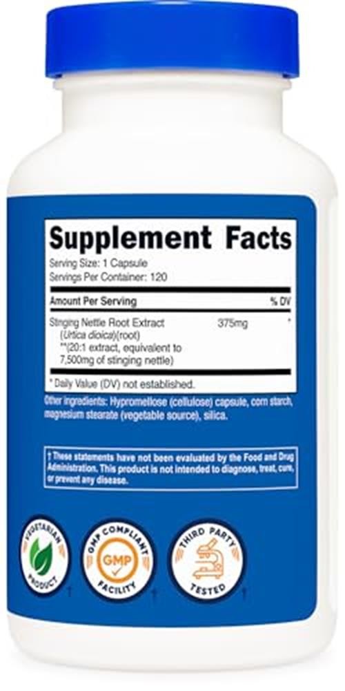 Nutricost Stinging Nettle Root Extract 7500mg Equivalent, 120 Assorted Sizes