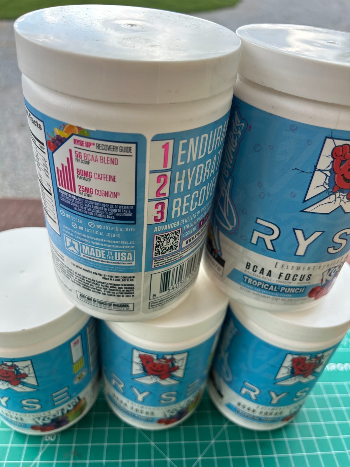 5-pack RYSE Kool-Aid Loaded Pre Workout Tropical Punch Powder Supplement Drink