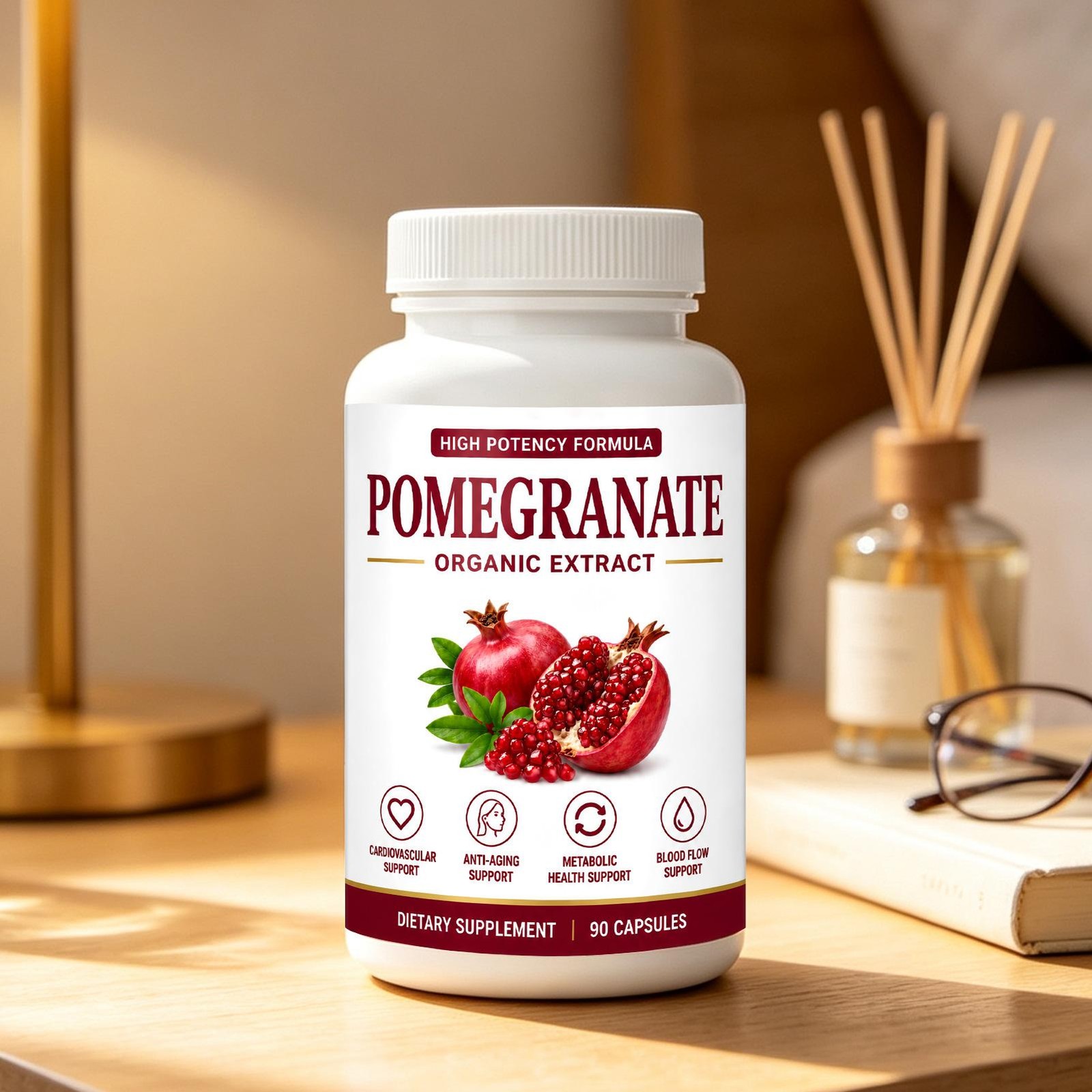 Pomegranate Capsules 90ct Organic Extract Antioxidant