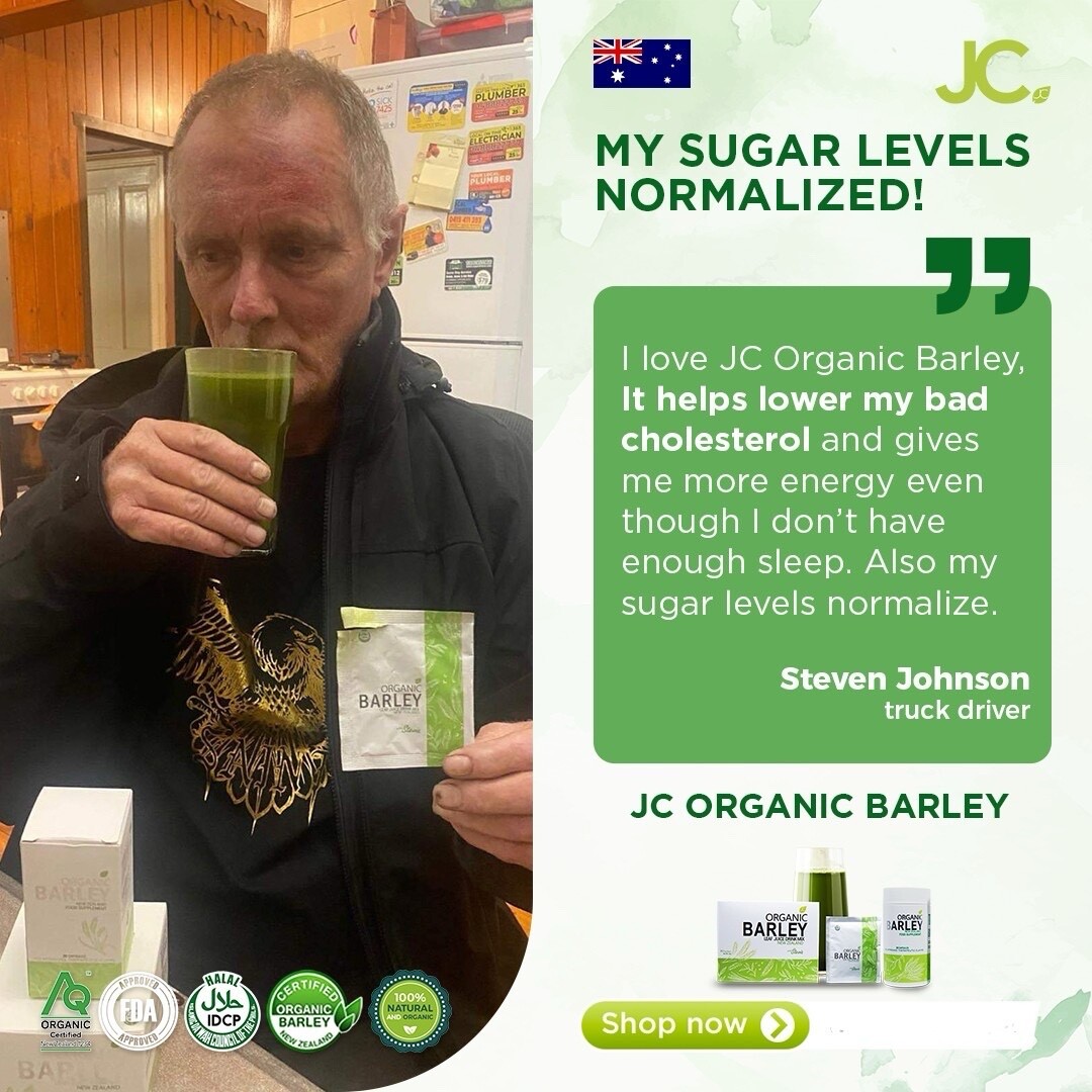 JC pure organic barley power juice with stevia from New Zealand