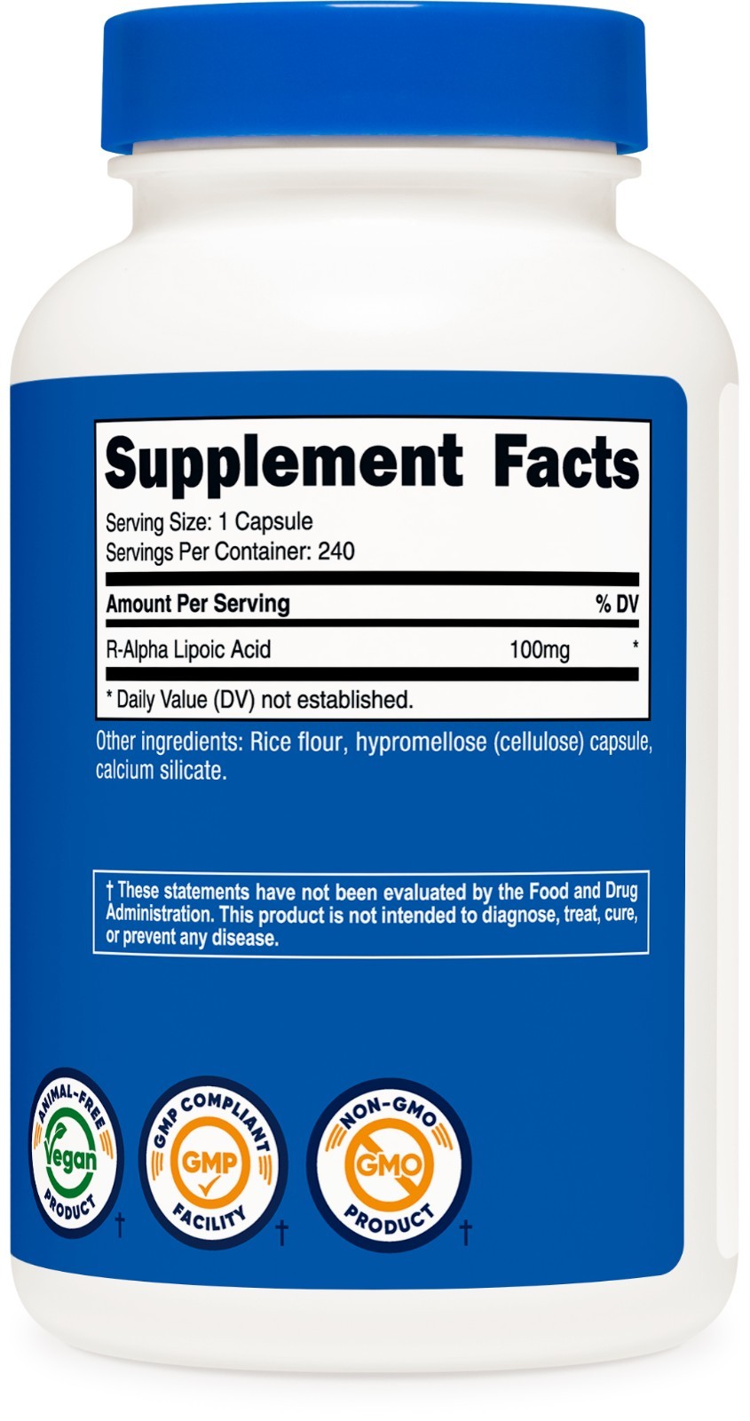 Nutricost R-Alpha Lipoic Acid 100mg, 240 Capsules, Vegetarian & Non-GMO