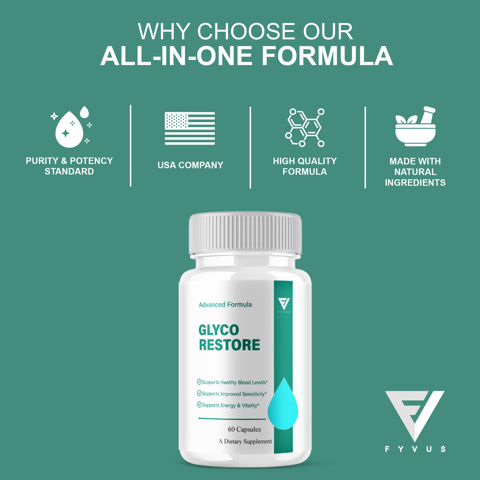 Glyco Restore Blood Support Supplement, GlycoRestore Pills (60 Capsules)