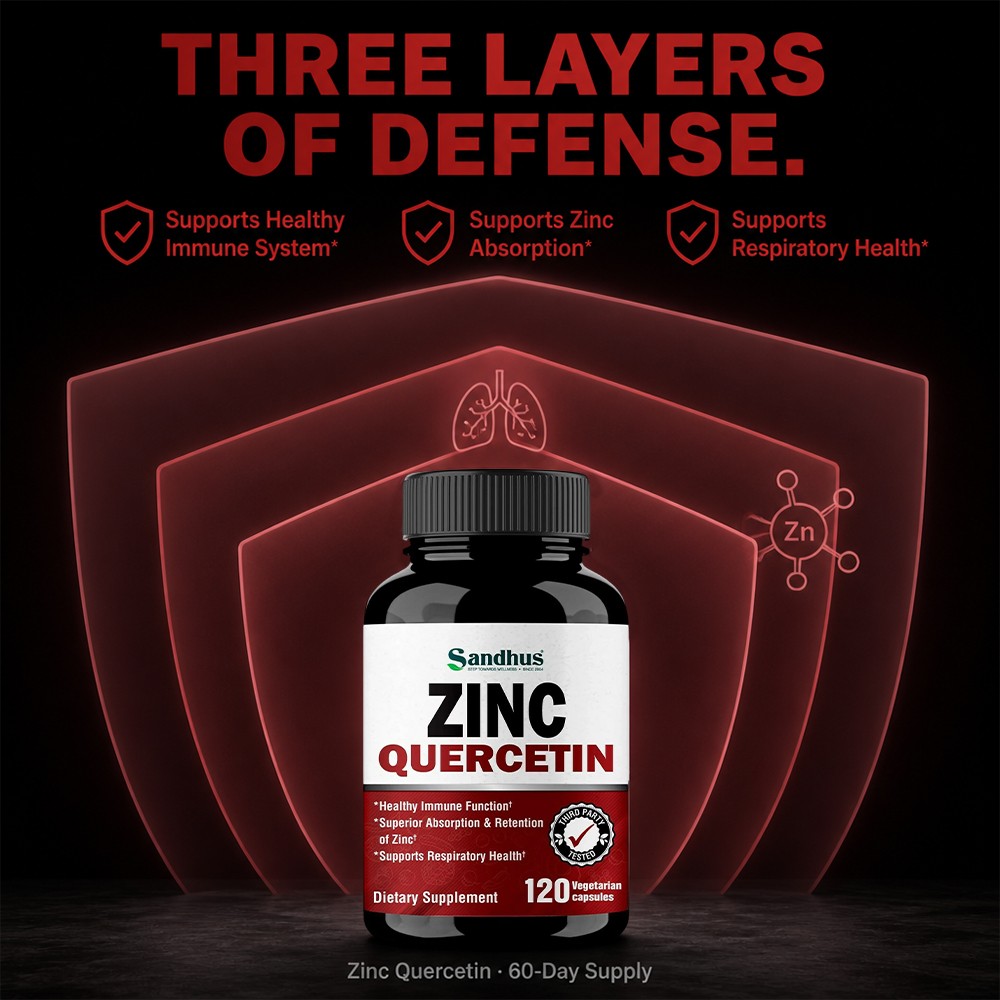 Zinc Quercetin Immune 800 mg Quercetin for Immune&Respiratory Health 30~120 Caps
