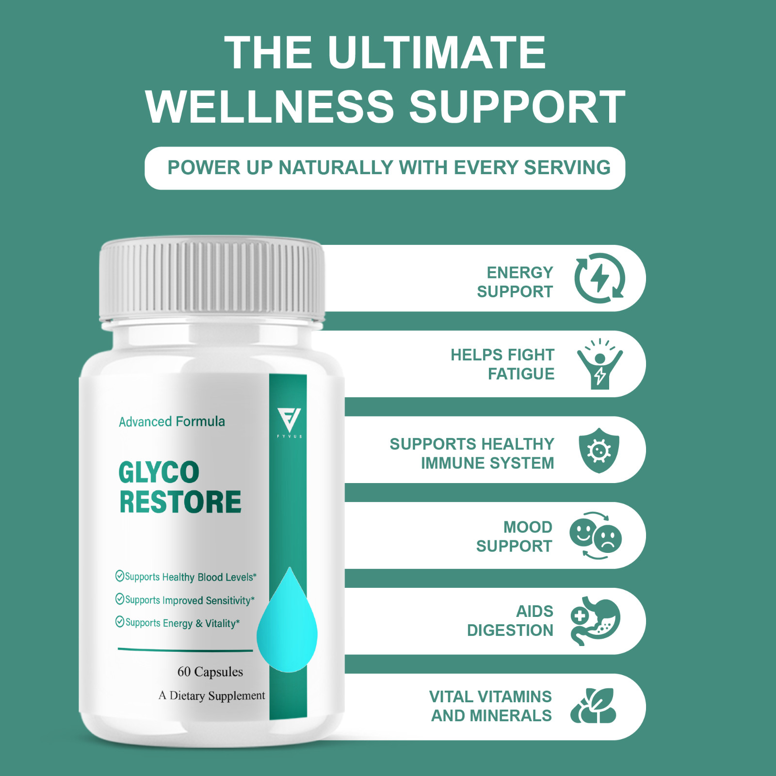 Glyco Restore Blood Support Supplement, GlycoRestore Pills (60 Capsules)