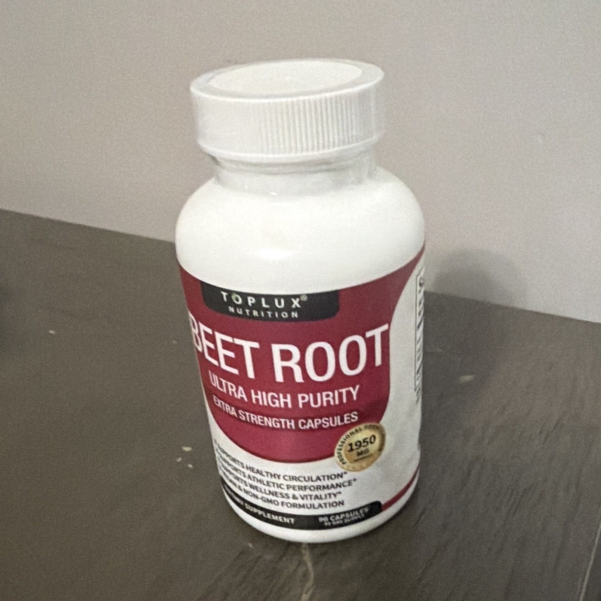 Toplux Nutrition Beet Root 1950mg Lab Tested GMP Vegan 90 Capsules Exp 11/2025