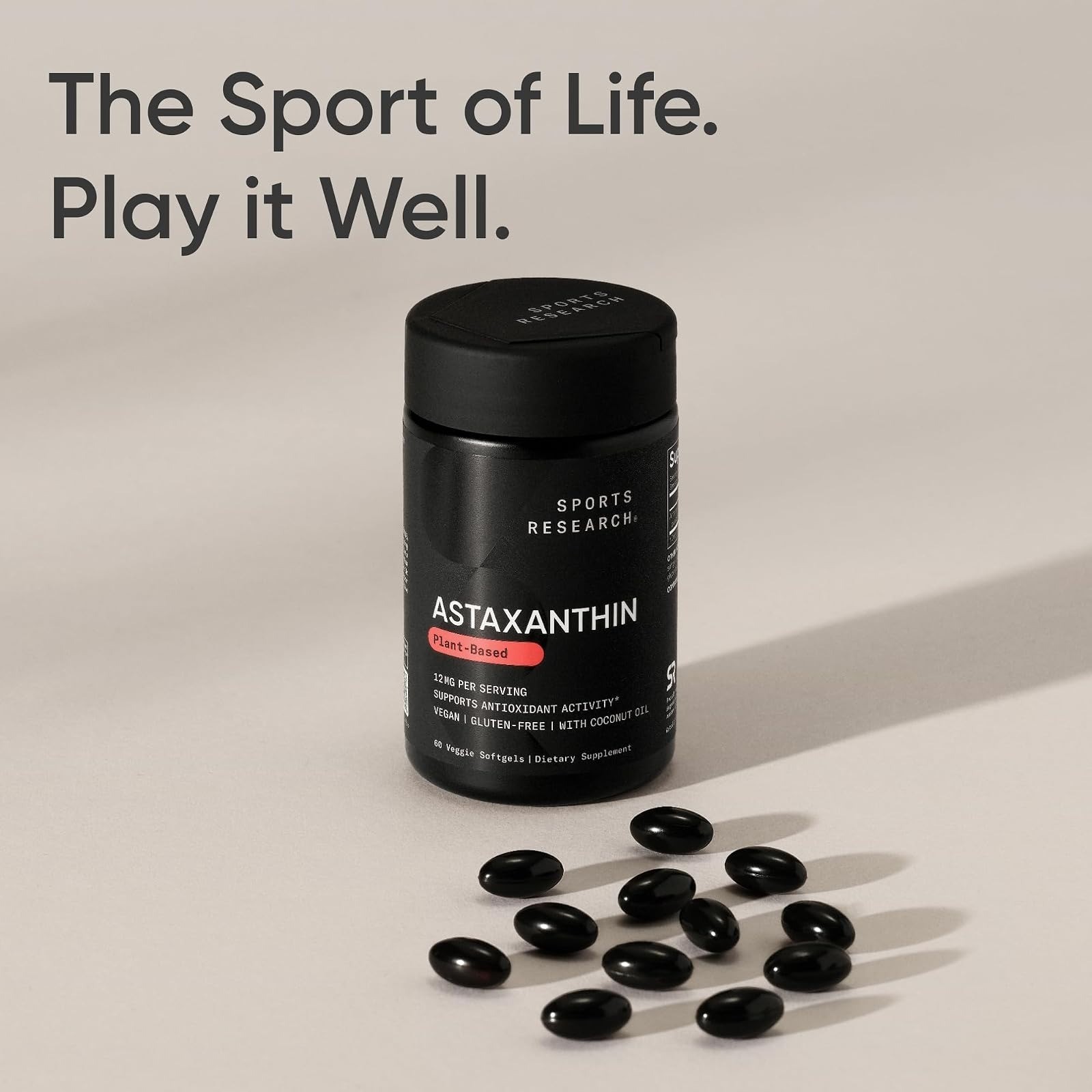 Sports Research Vegan Astaxanthin Supplement 12mg – 60 Softgels