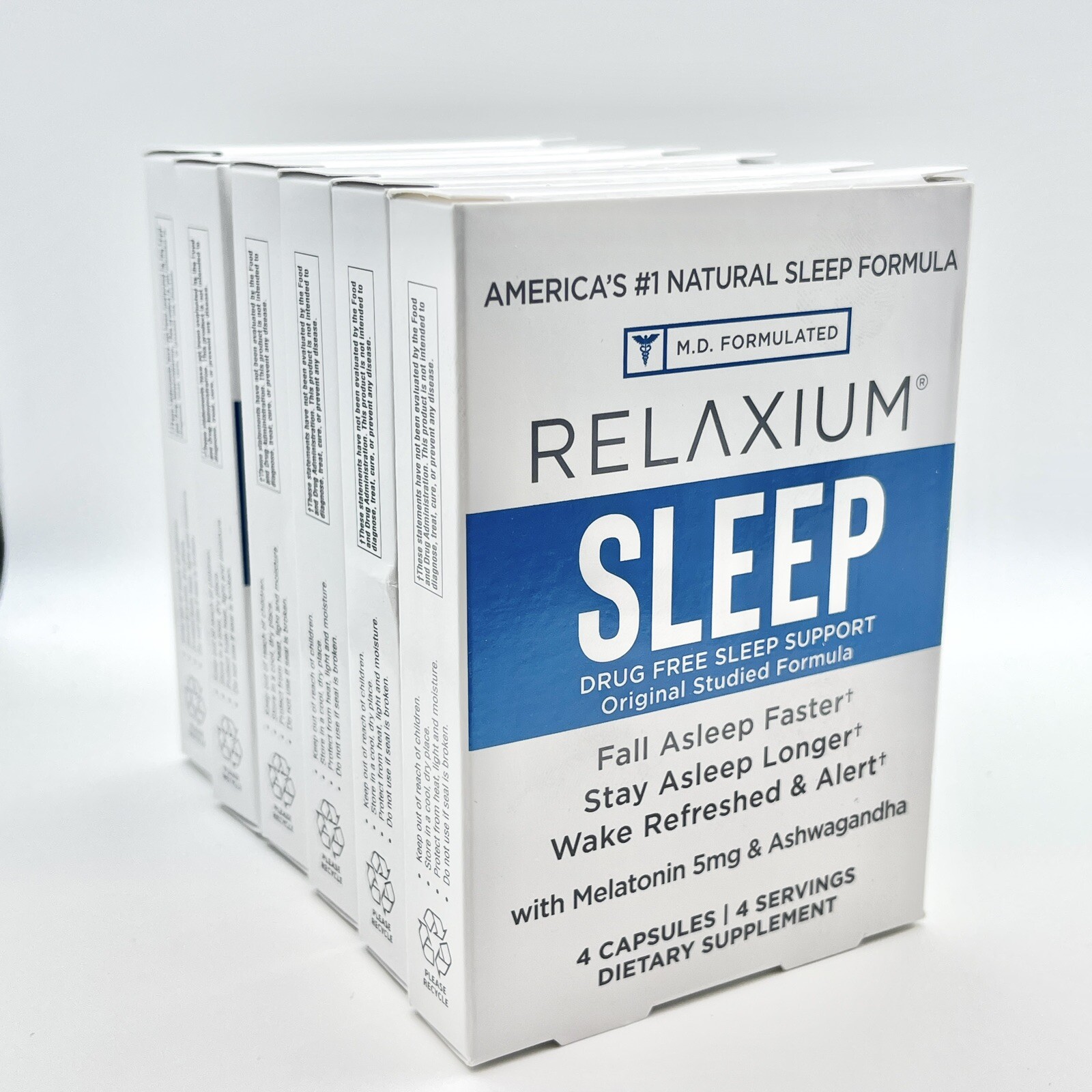 Relaxium Sleep Drug Free Sleep Support 6 Packs Of 4 Vegan Capsules Lot of 6