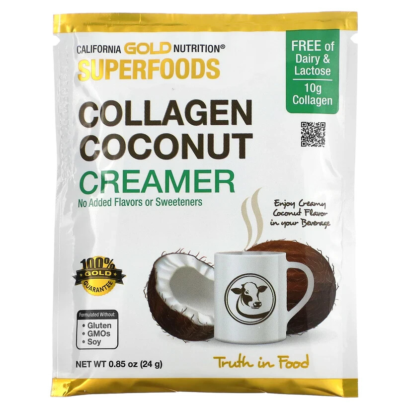 California Gold Nutrition SUPERFOODS Collagen Coconut Creamer 12x 24g ea NEW
