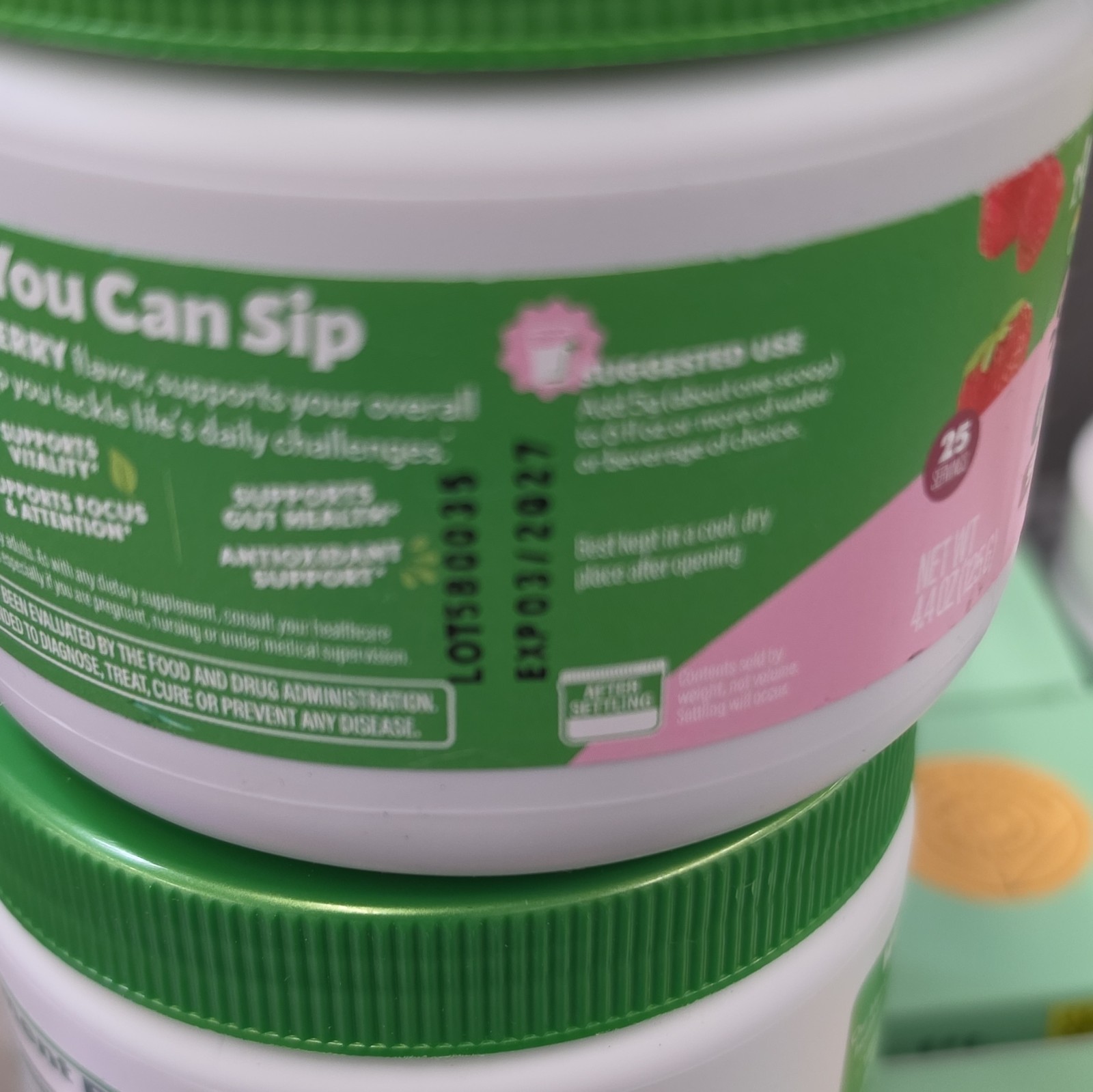 Amazing Grass Sweet Greens Summer Berry Probiotic Powder Gluten Free 4.4 oz