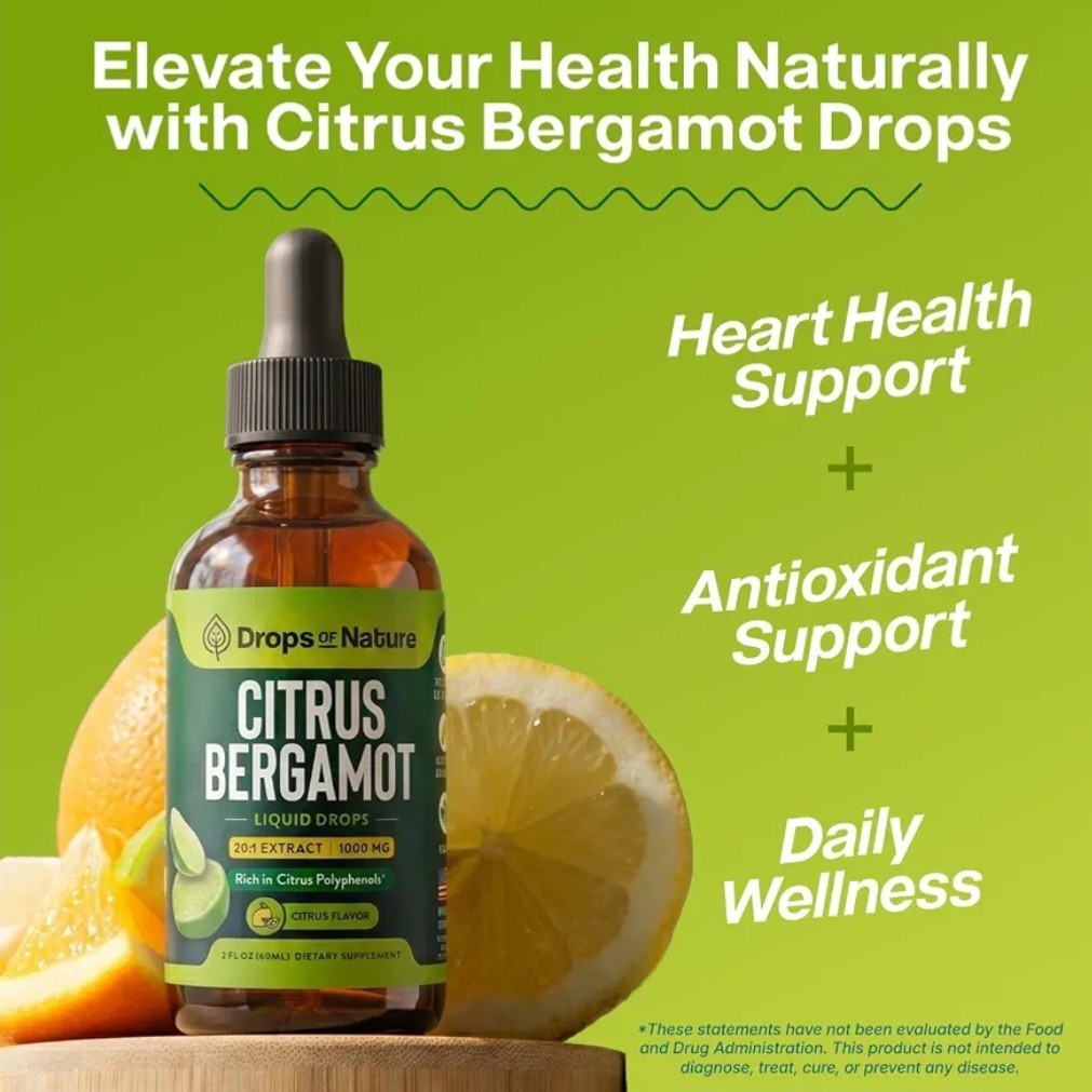 Drops Of Nature Citrus Bergamot Extract 20:1 Heart Health Antioxidant 2 fl oz