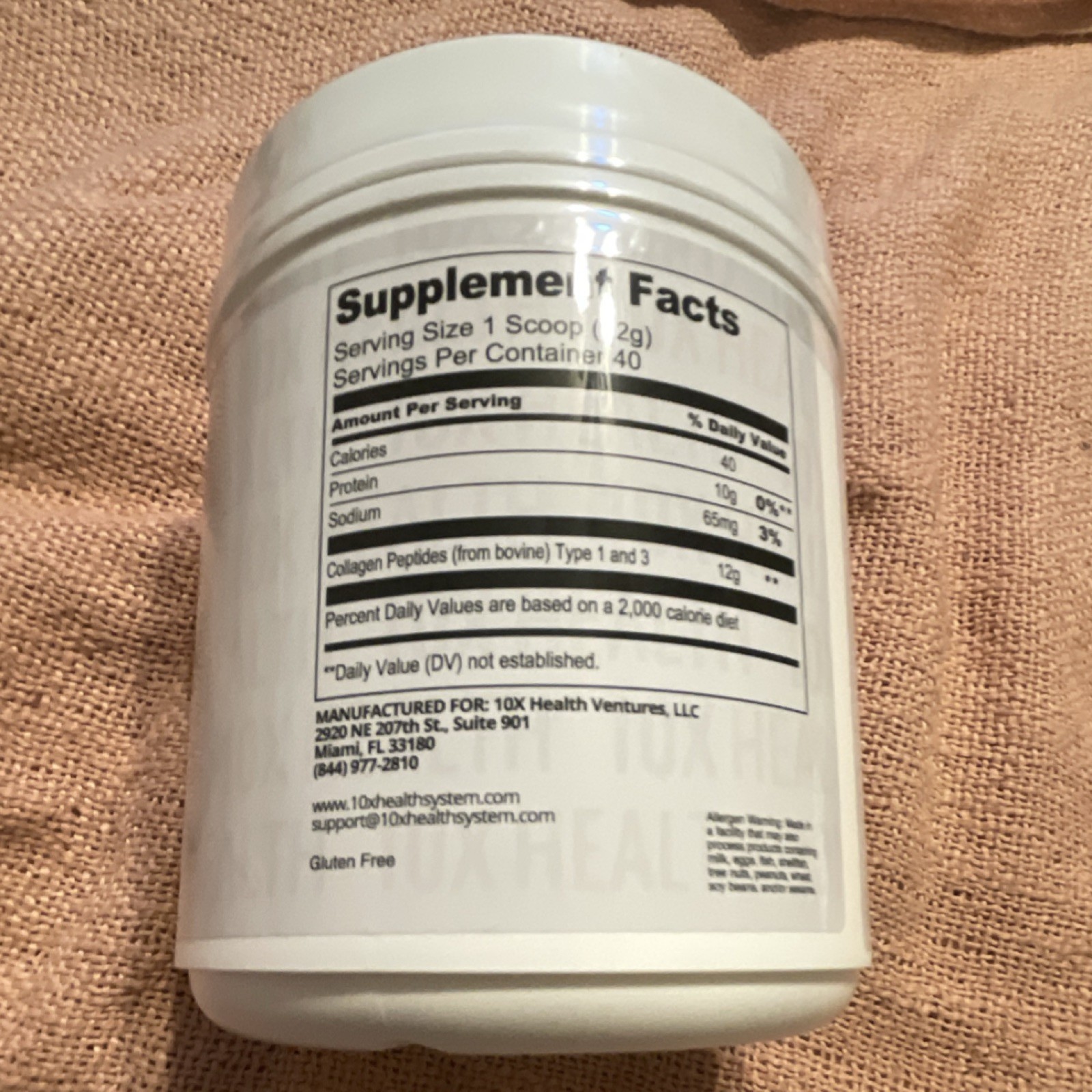 10X Health Collagen Peptides Unflavored Powder 16.9 oz Paleo Keto Friendly