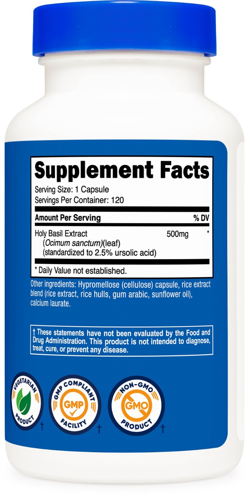 Nutricost Holy Basil Capsules 500mg Per Serving (120 Vegetarian Capsules)