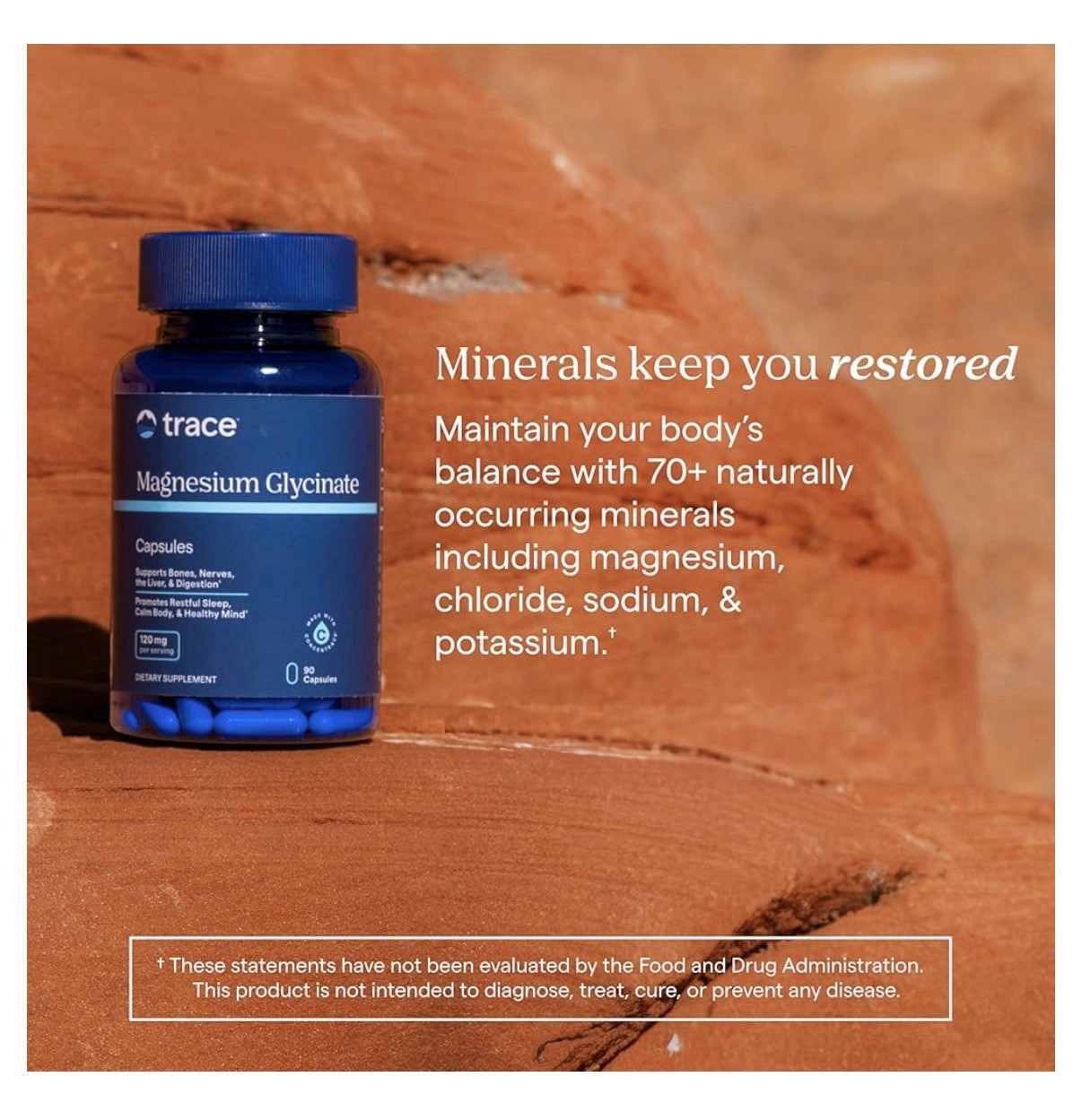2 Pack Trace Minerals Magnesium Glycinate Gentle Healthy Bones Nerve Mind Sleep