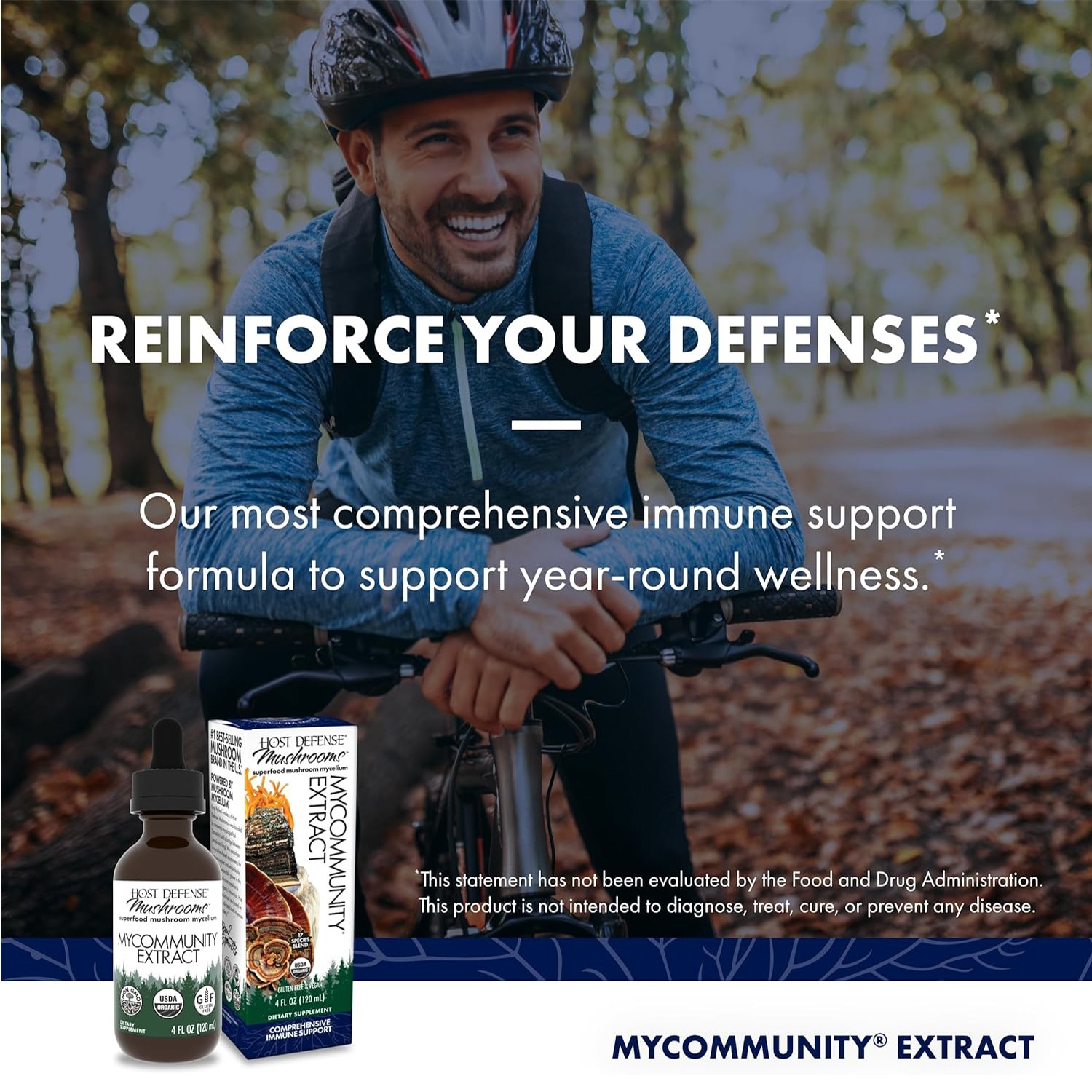Host Defense MyCommunity Extract, 17 Species Mushroom 4 Immune Support,4FlOz