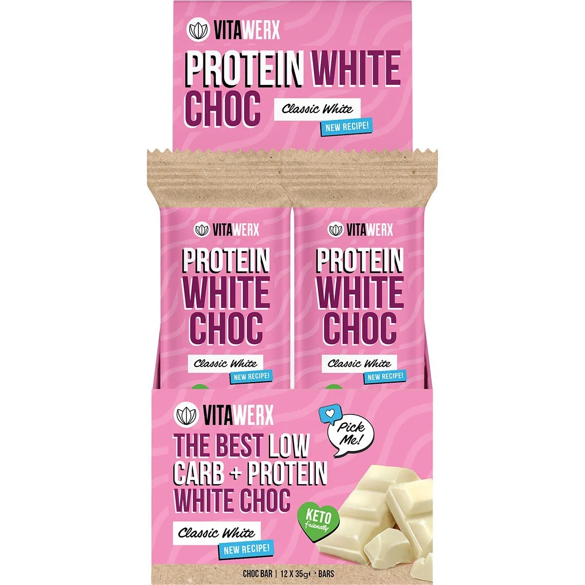 New Vitawerx Protein White Choc Bar 35g x 12 Bars