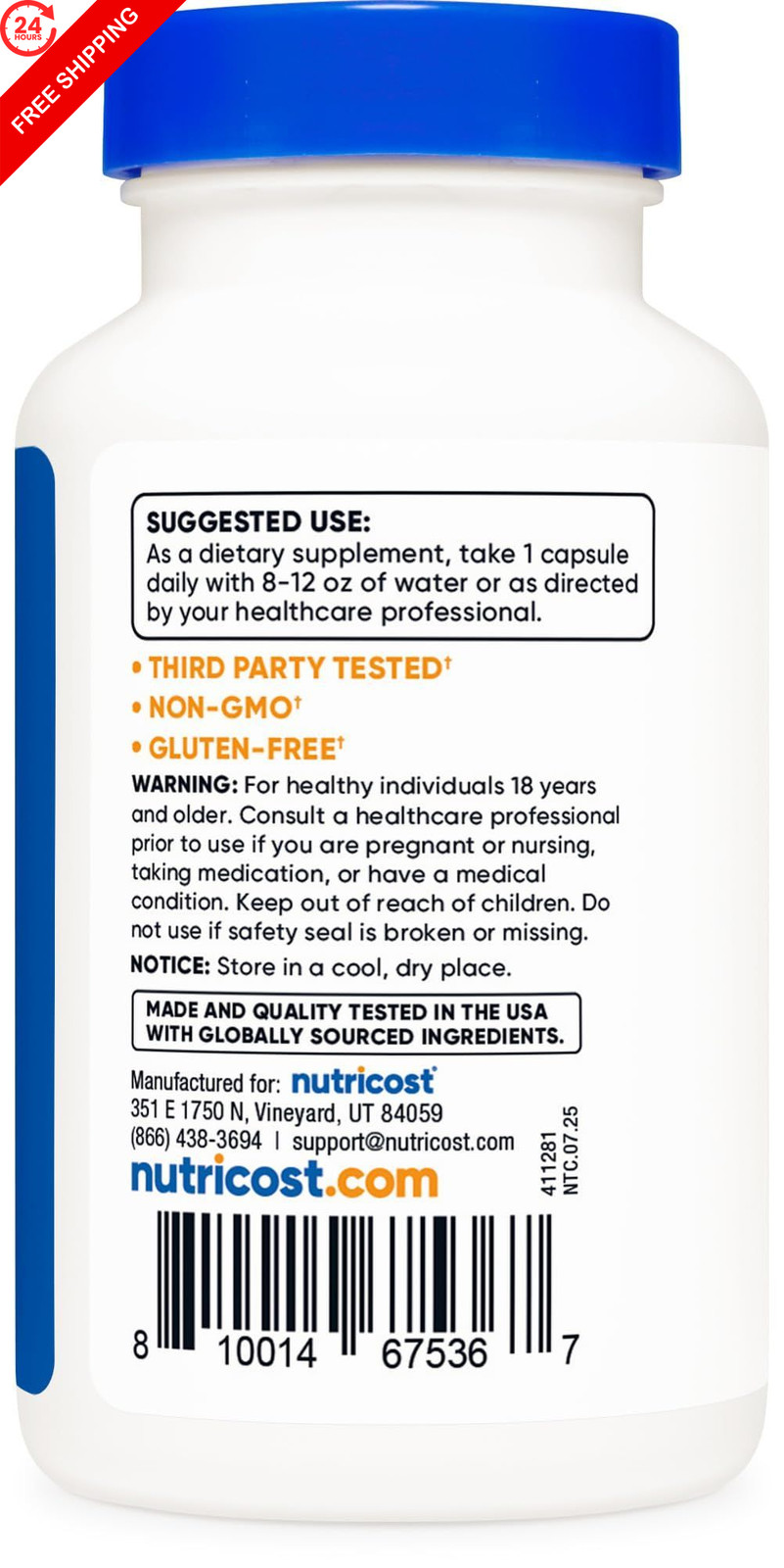 Nutricost N-Acetyl L-Cysteine (NAC) 600mg, 120 120 Count (Pack of 1), Red
