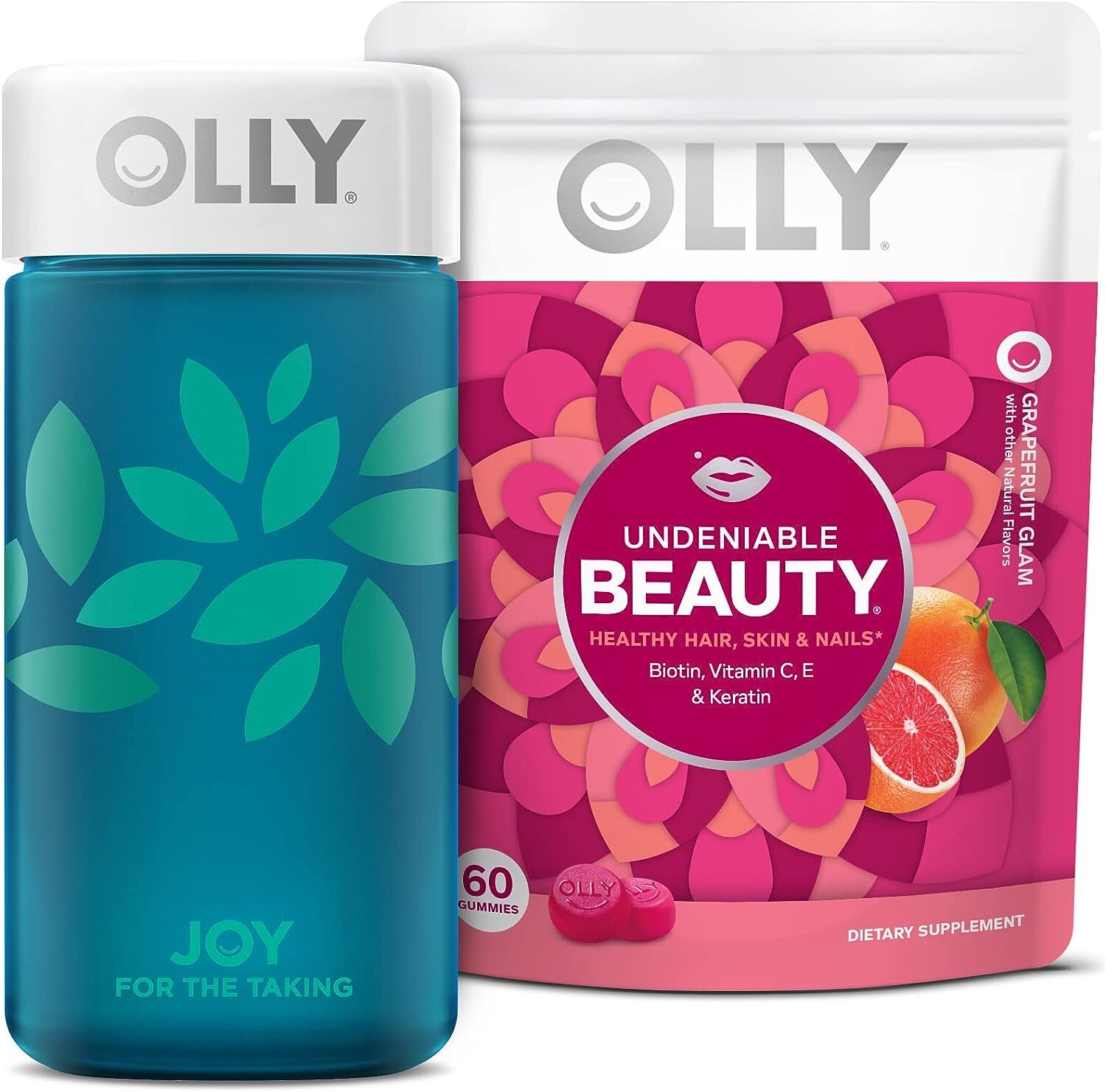 OLLY Gift for Her Undeniable Beauty Pouch Plus Joy Jar Stocking Stuffer 60 Count