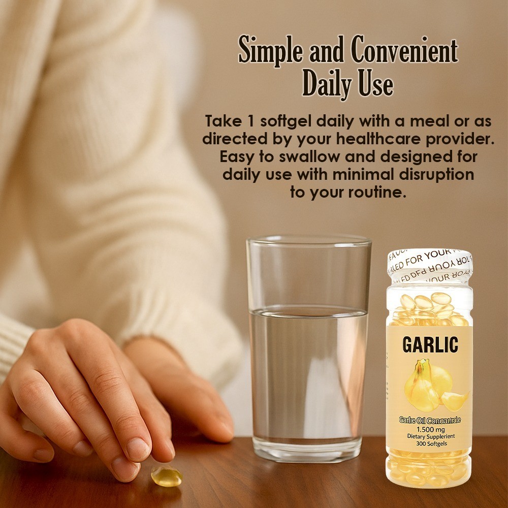 Garlic Oil Softgels 1500mg – 300 count – Heart & Circulatory Health – Nu-Health
