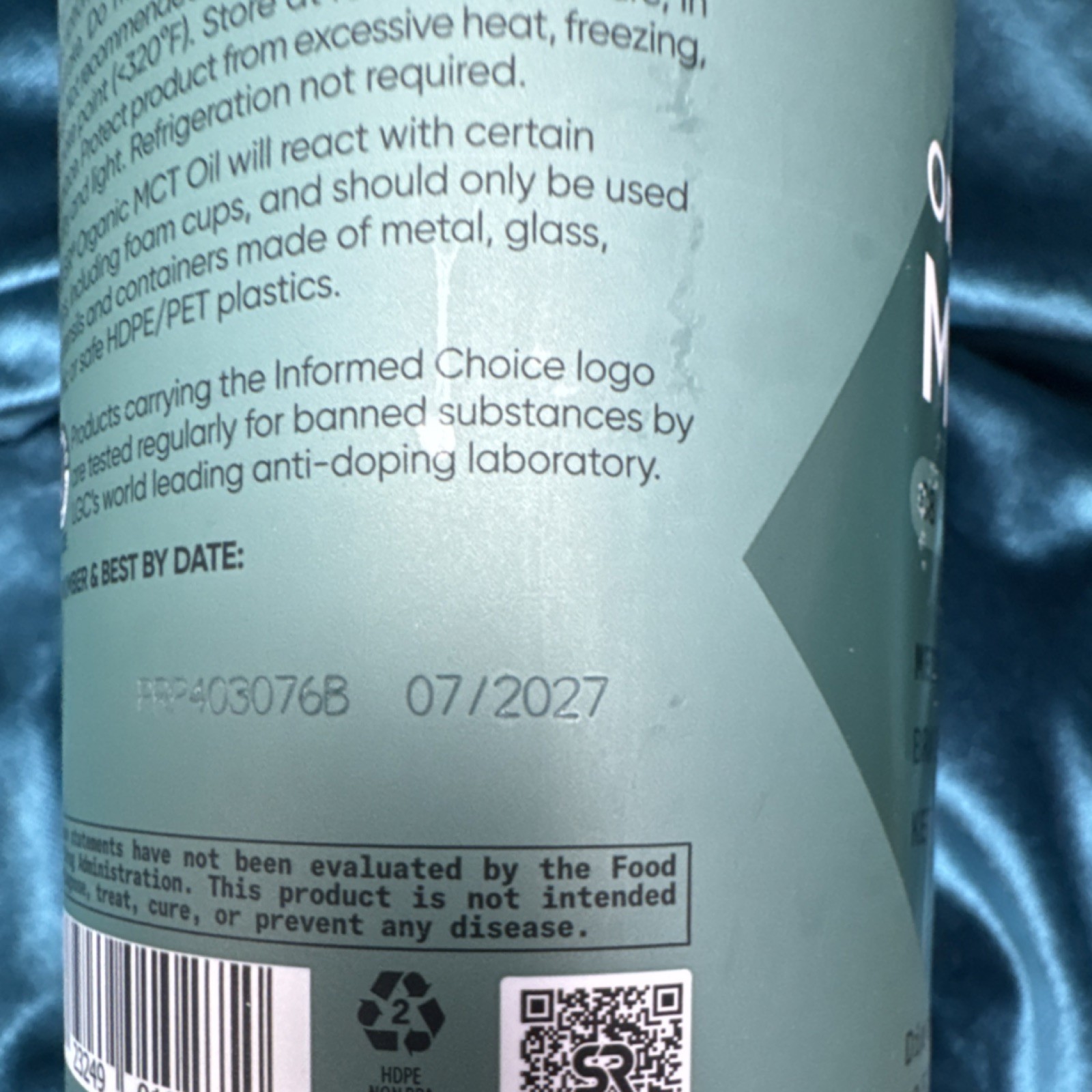 Sports Research Organic MCT Oil Keto Vegan Gluten-Free Non-GMO 32 fl oz