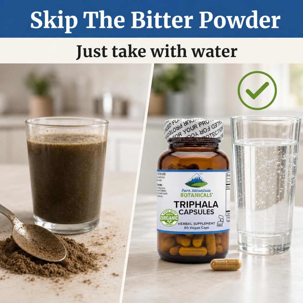 Pure Mountain Triphala Capsules 500mg Organic Amla Fruit Kosher Vegan Supplement