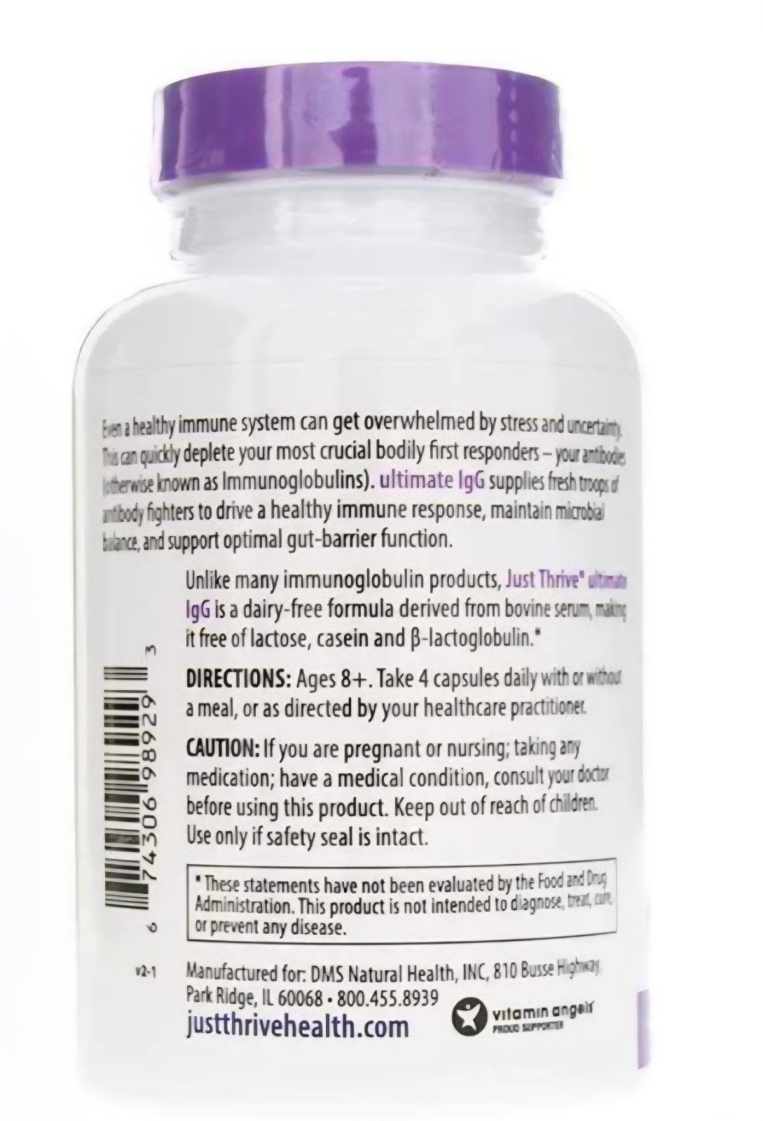 Just Thrive Ultimate IgG Immune Support 120 Veg Capsules Gluten-Free Non-GMO