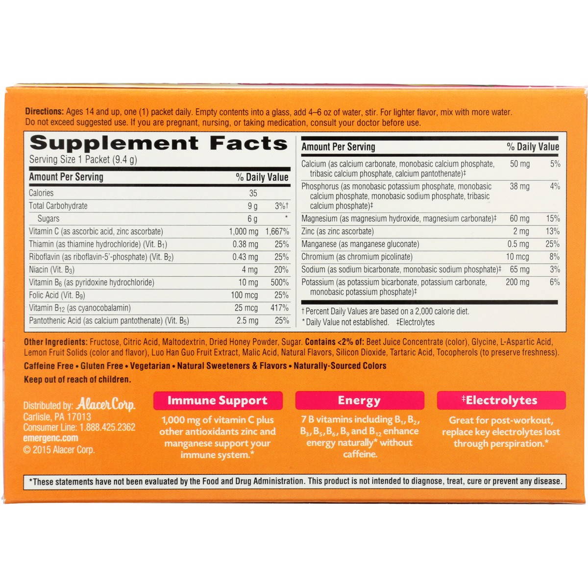 Emergen-C Pink Lemonade Vitamin C Fizzy Drink 30 Count Packets Ct 1 Pack
