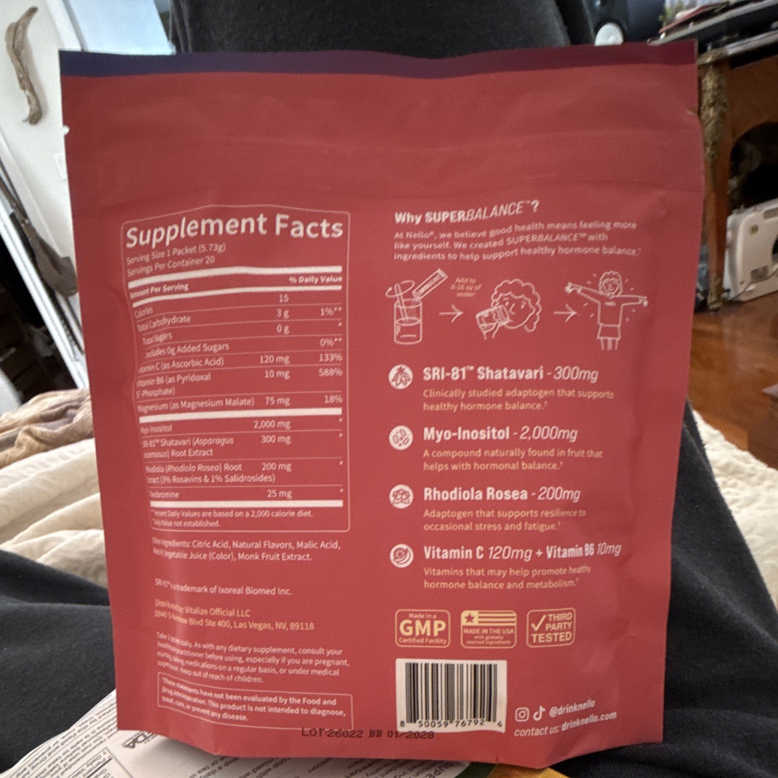 nello SUPERBALANCE Hormone Support Drink Mix Powder Blueberry Acai 20 Packets