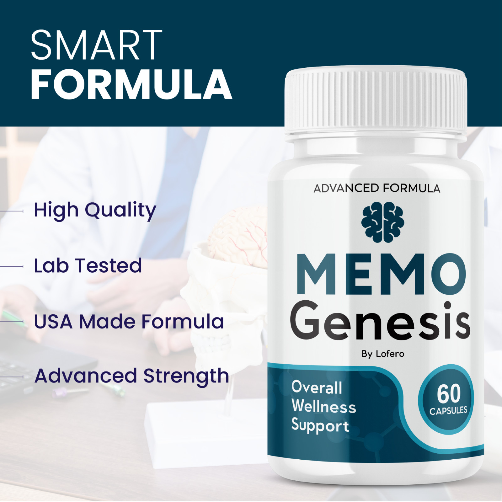 Memo Genesis Capsules Nootropic All Natural Formula Brain Supplement (60 ct)