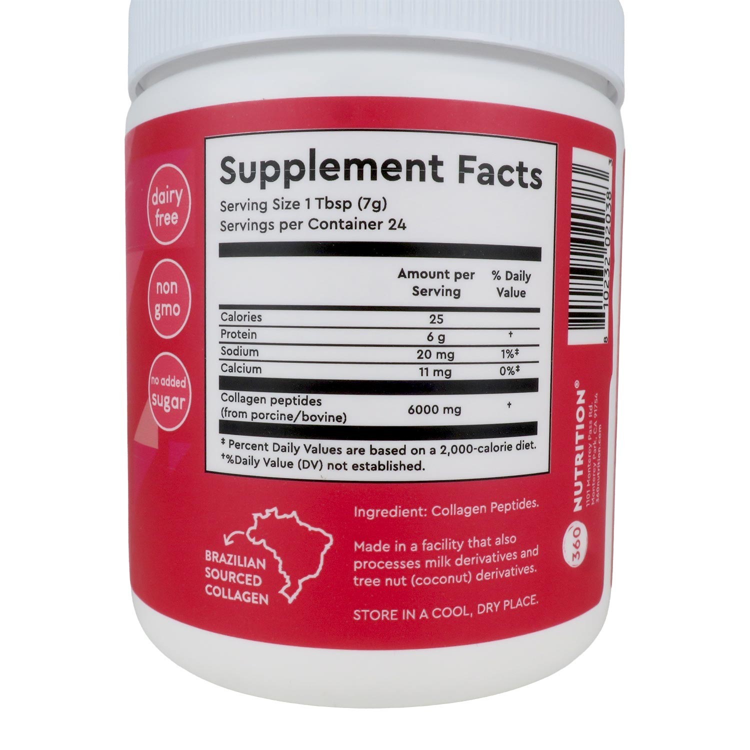 Non GMO Pure Collagen 6,000 MG. 6 Oz. 360 Nutrition Exp: 11/2030
