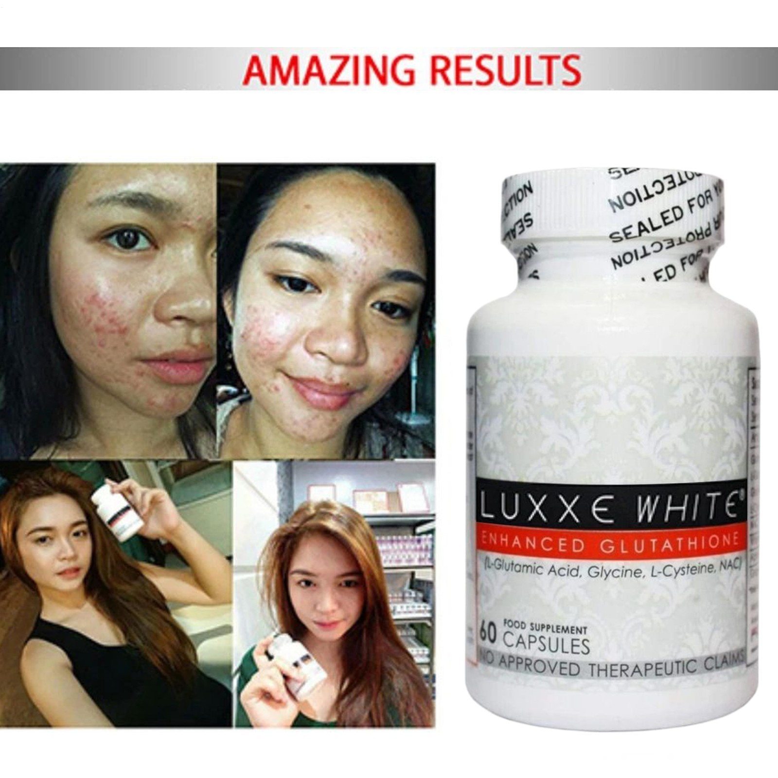 Luxxe White Enhanced Glutathione Glutathione Per 60 Capsules * 1-3 pack Premium