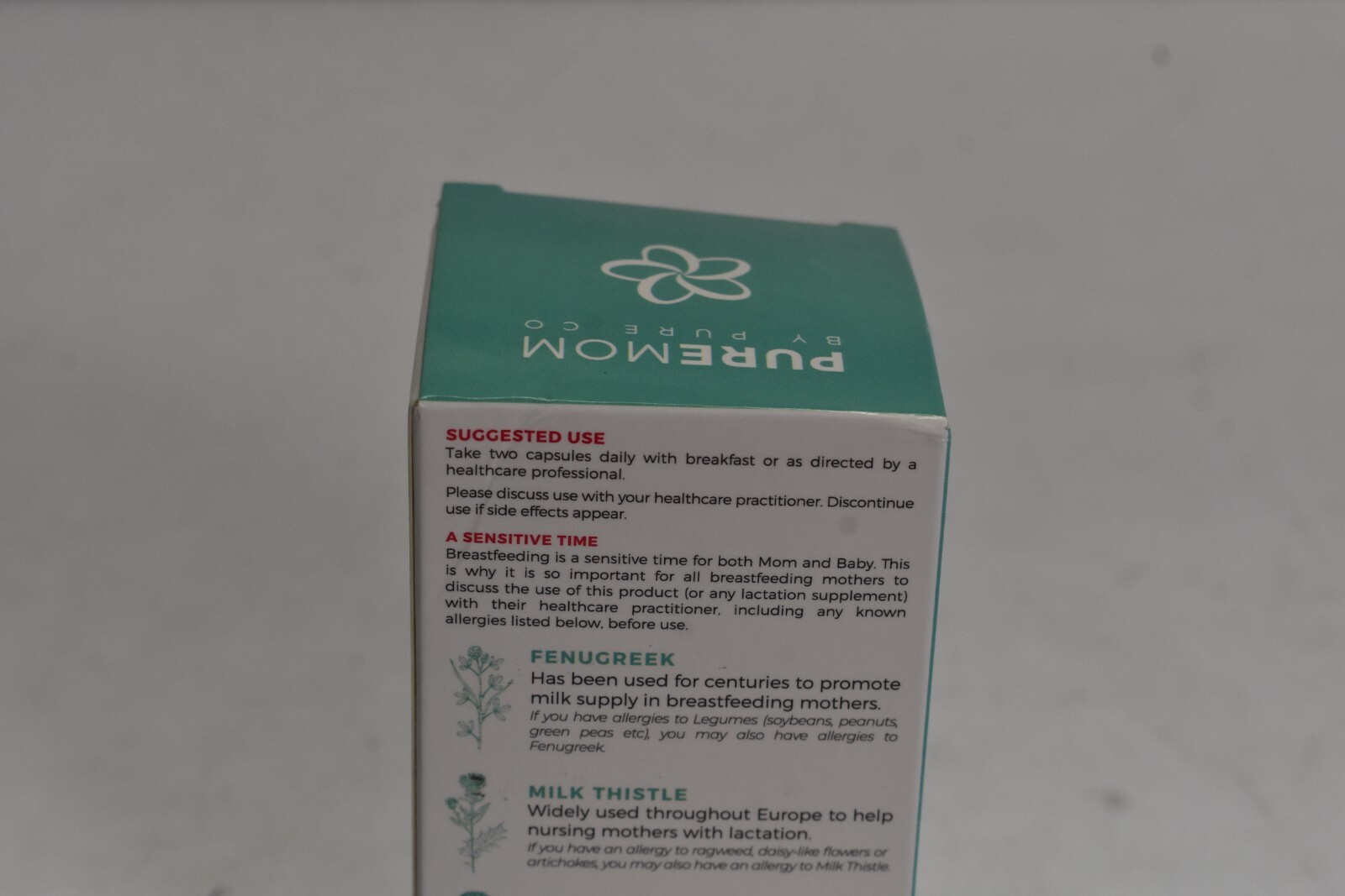 Puremom Pure Co Organic Lactation Support Herbal Blend 60 Capsules 07/2025
