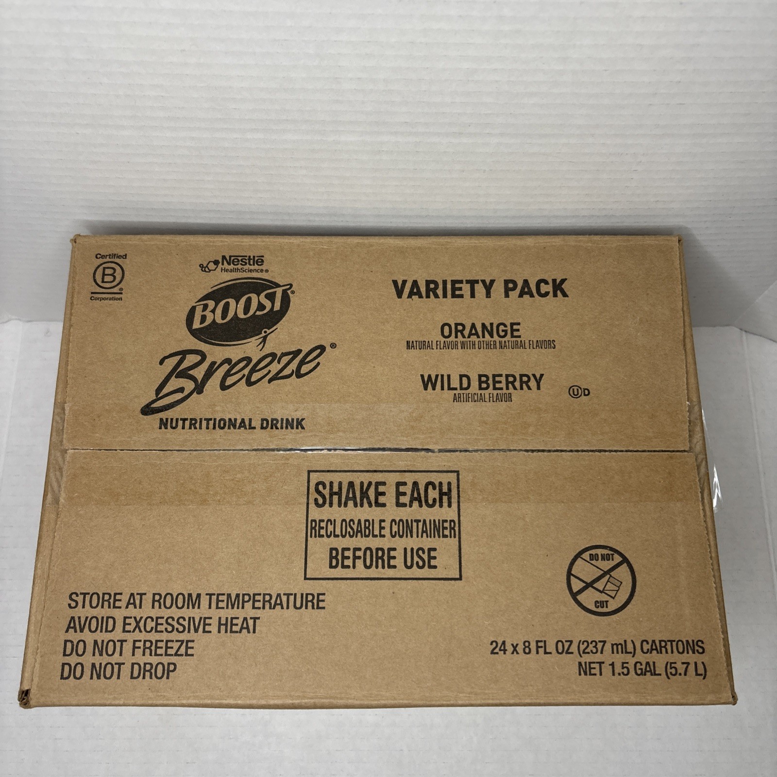 (24 Pack) BOOST Breeze Clear Nutritional Drink, 2 Flavors, Gluten Free, 8 Fl Oz