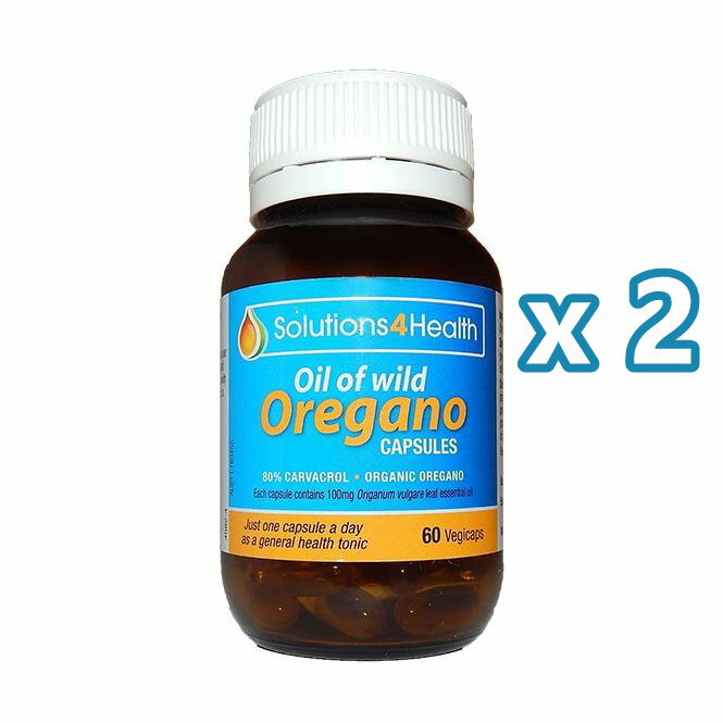 2 x Solutions 4 Health Oil of Wild Oregano 60 Capsules Solutions4Health 120 Caps