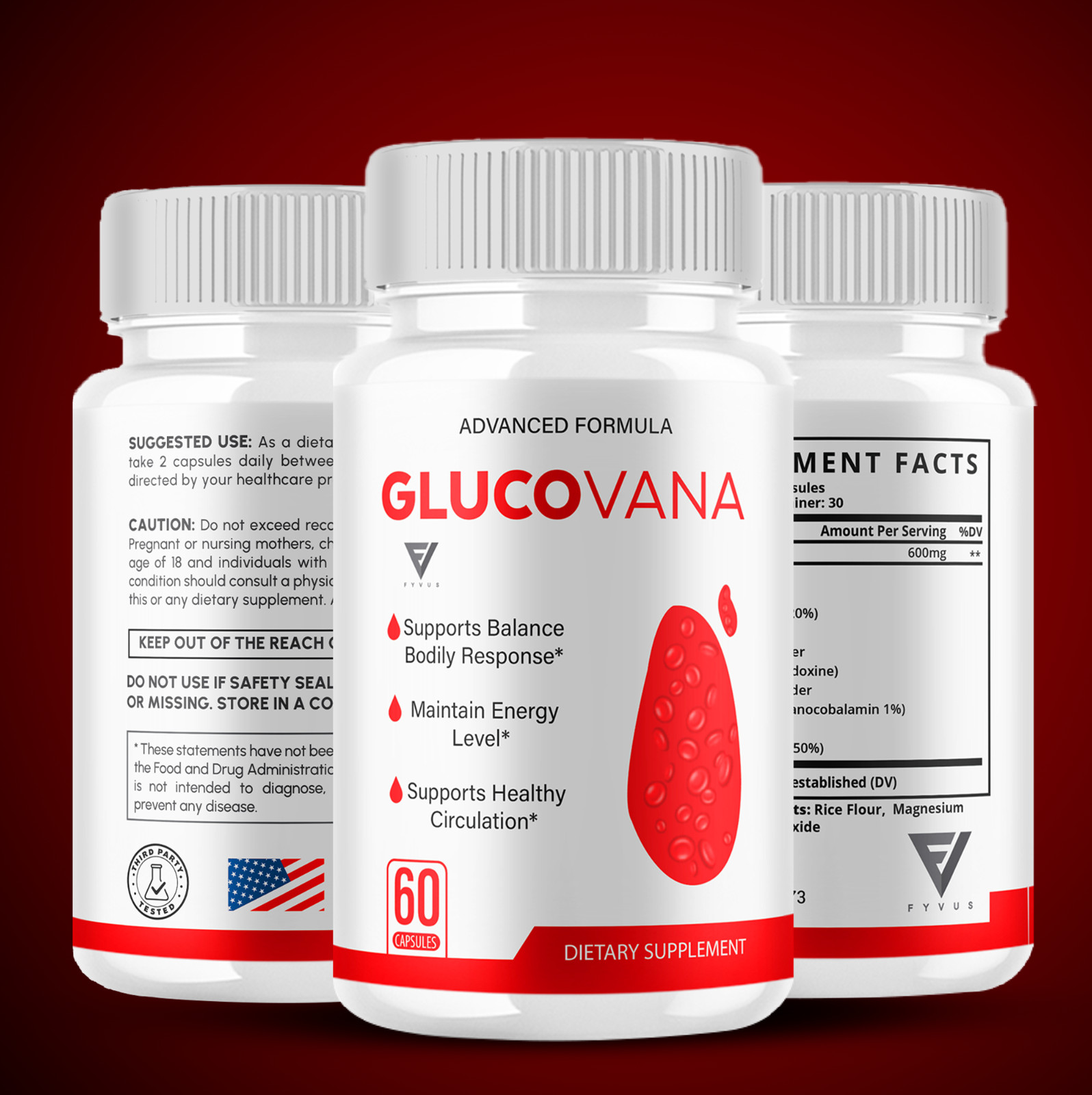 (2 Pack) Glucovana Pills, Glucovana Advanced Blood Health Formula (120 Capsules)