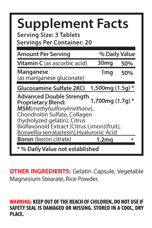 glucosamine extract – Glucosamine & MSM 3200mg – stengthen bones and joints 3Bot
