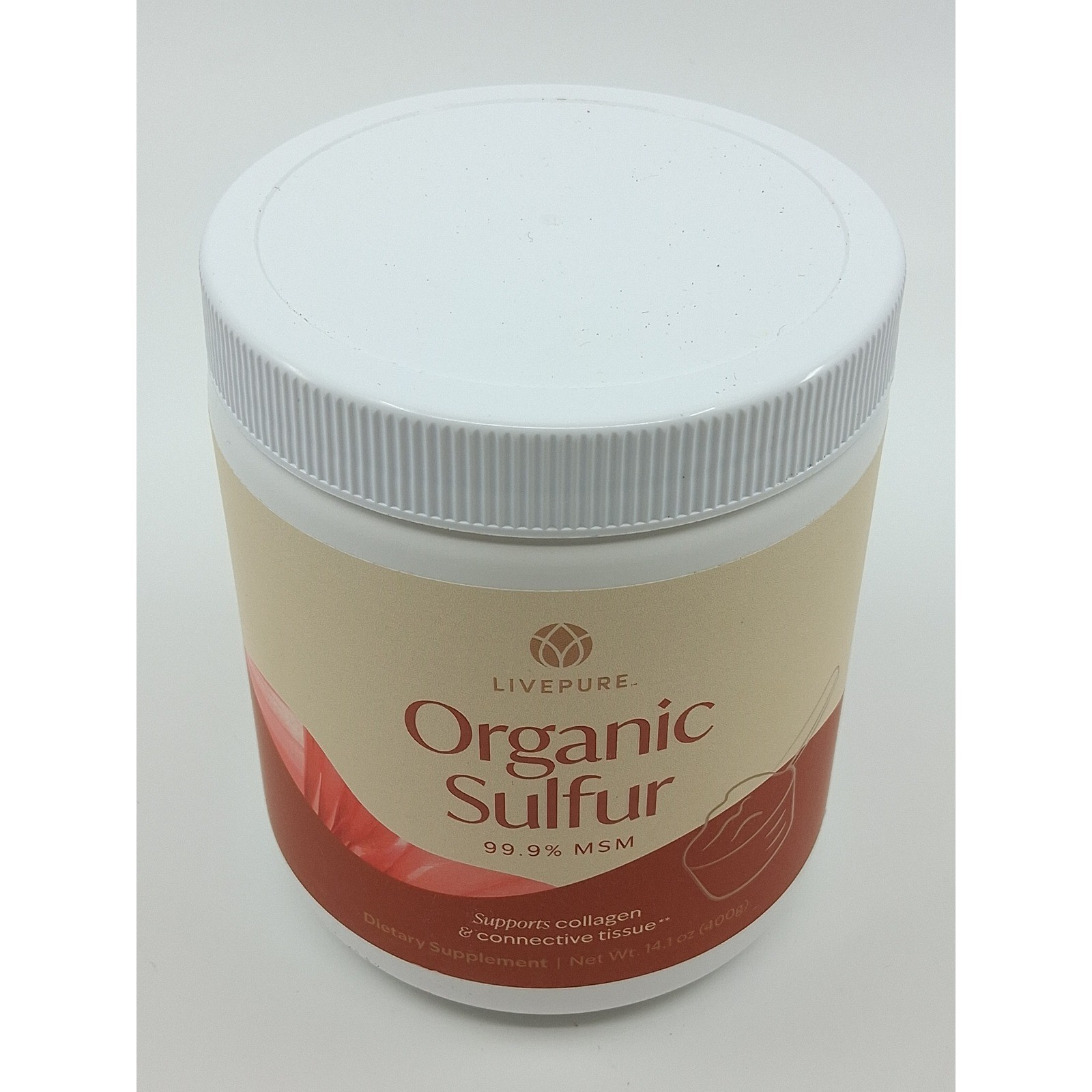 LivePURE Organic Sulfur MSM Bioavailable Sulfur 14.1 oz Opened EXP 9/2027